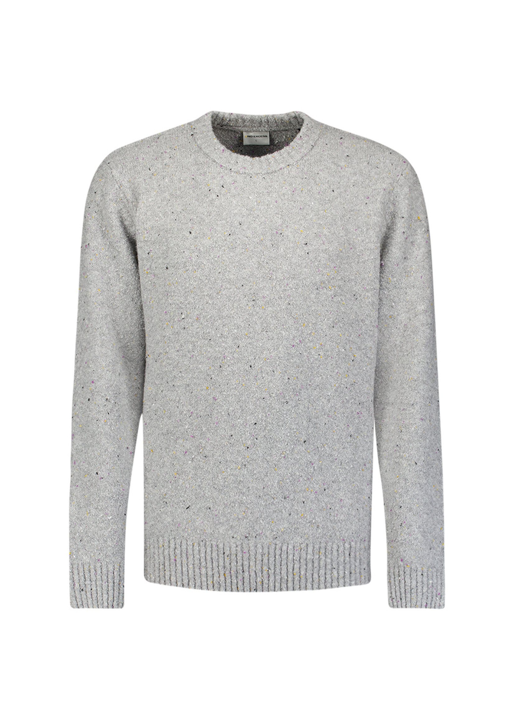 No Excess Pullover Tweed Look Wool - Grey Melange