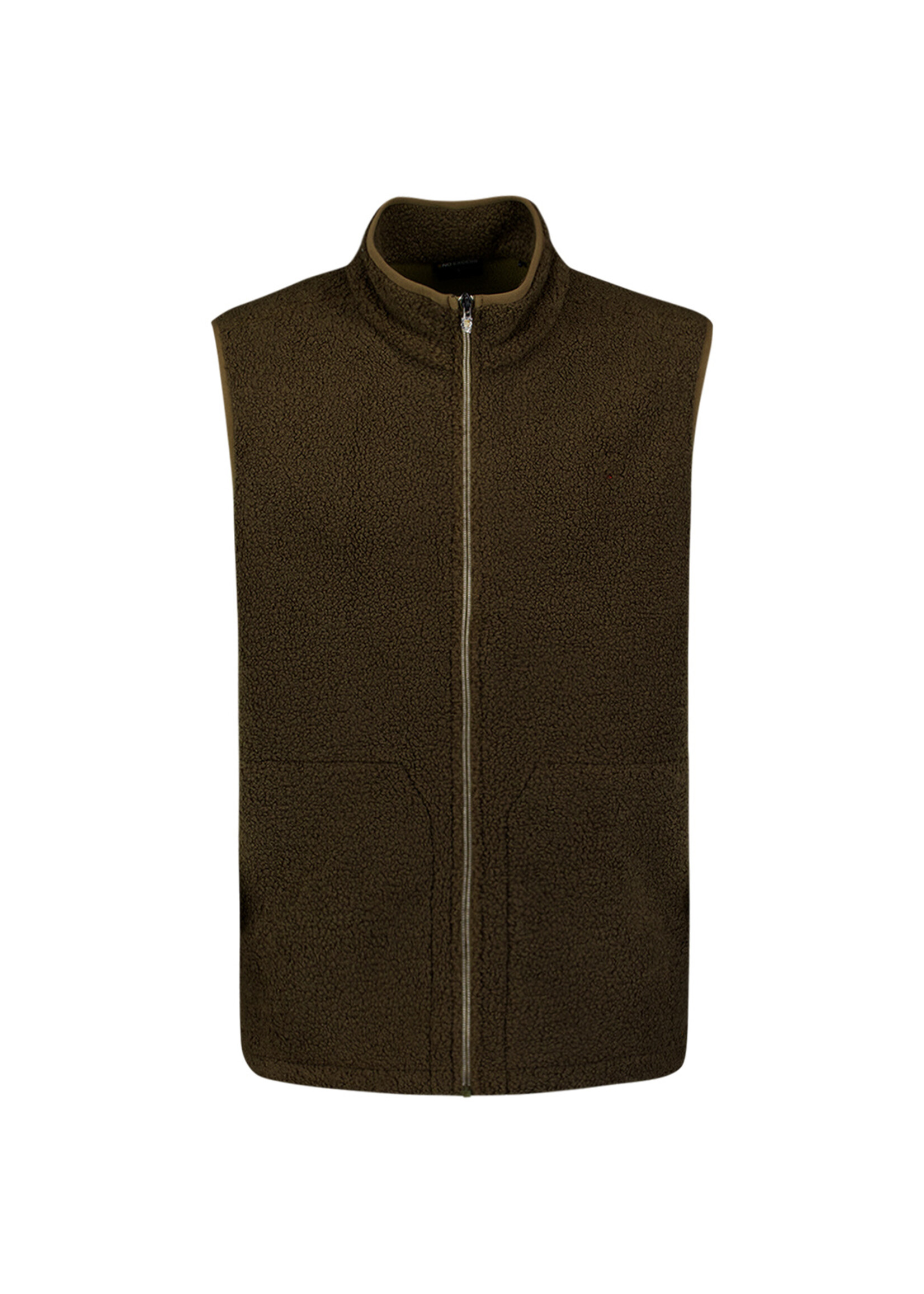 No Excess Sweater Vest Zip Teddy Sleeve Less - Moss