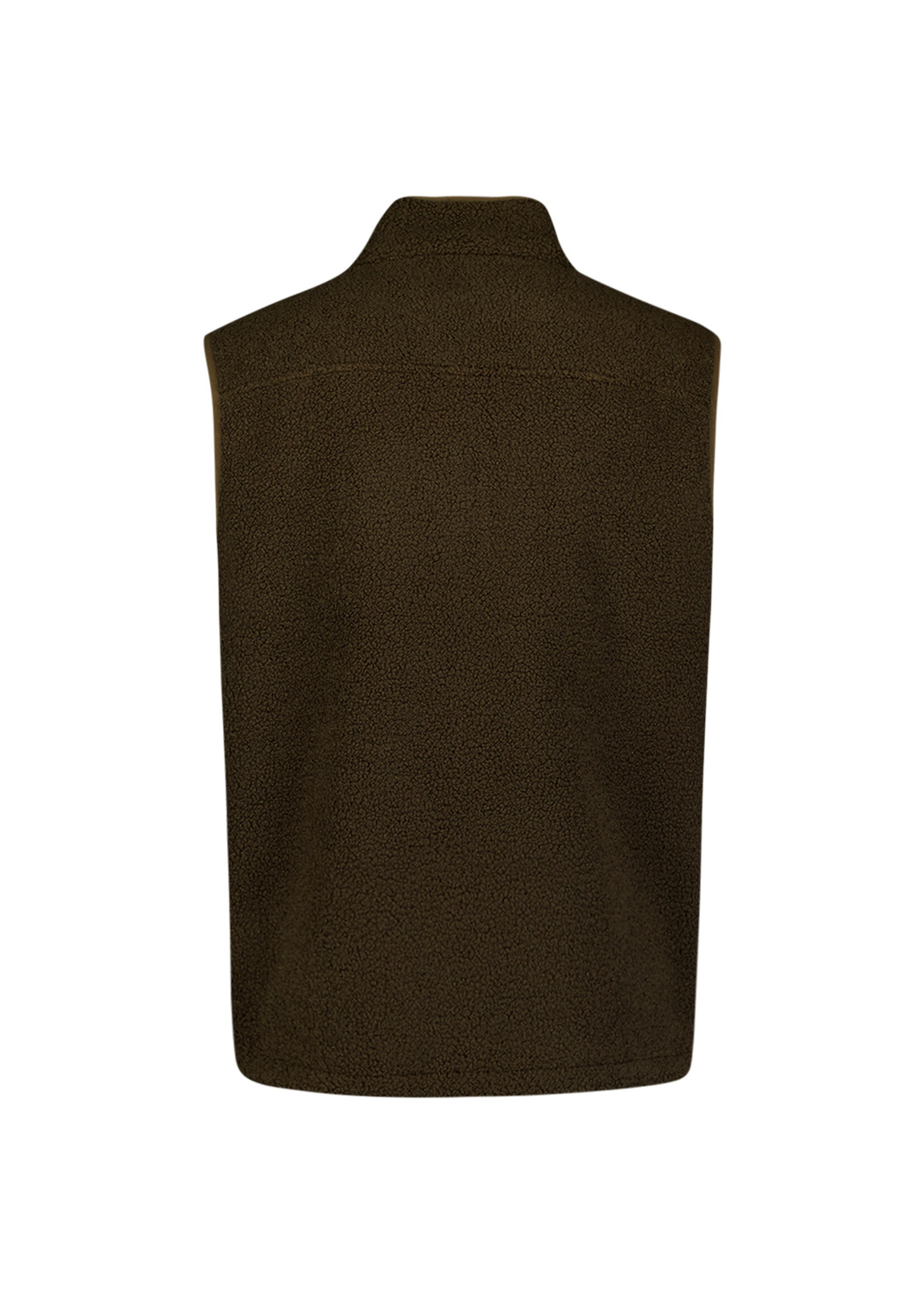 No Excess Sweater Vest Zip Teddy Sleeve Less - Moss