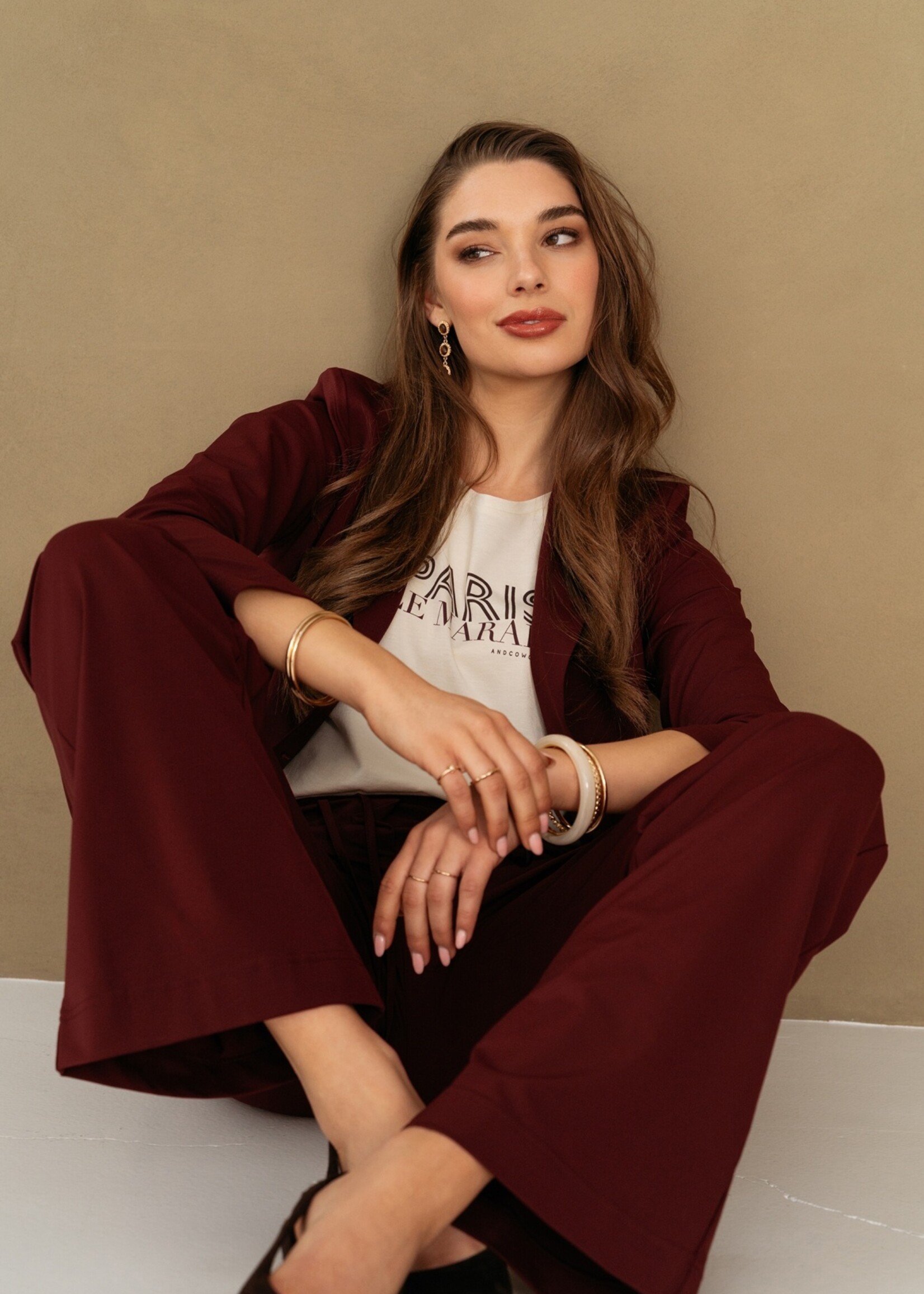 &Co Woman Broek Patrice Heavy Travel - Burgundy