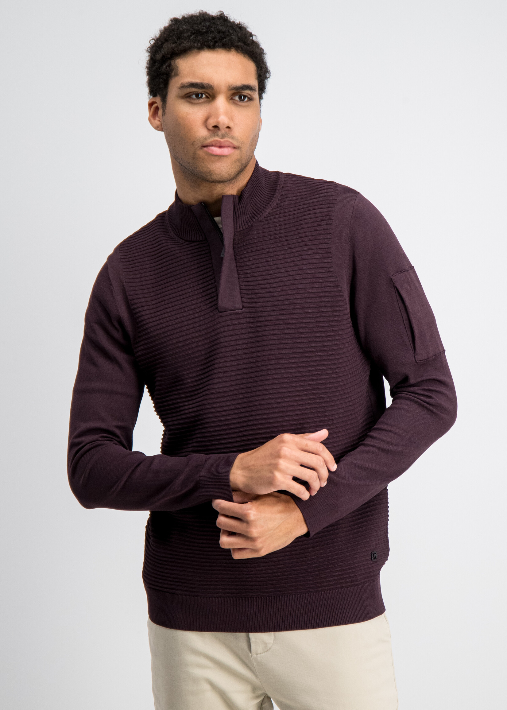 Gabbiano Tech Knit Half Zip - Burnt Bordeaux