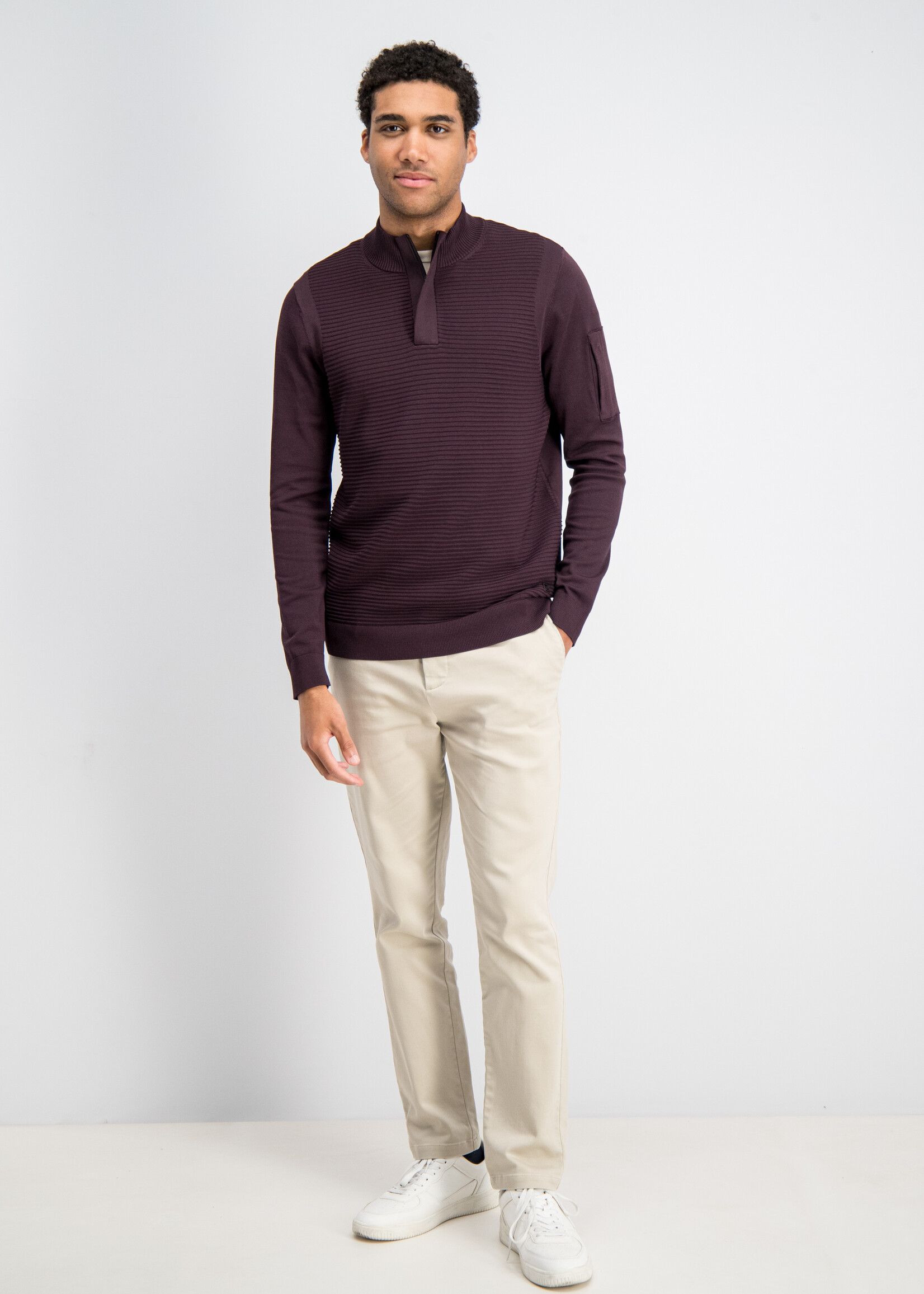 Gabbiano Tech Knit Half Zip - Burnt Bordeaux