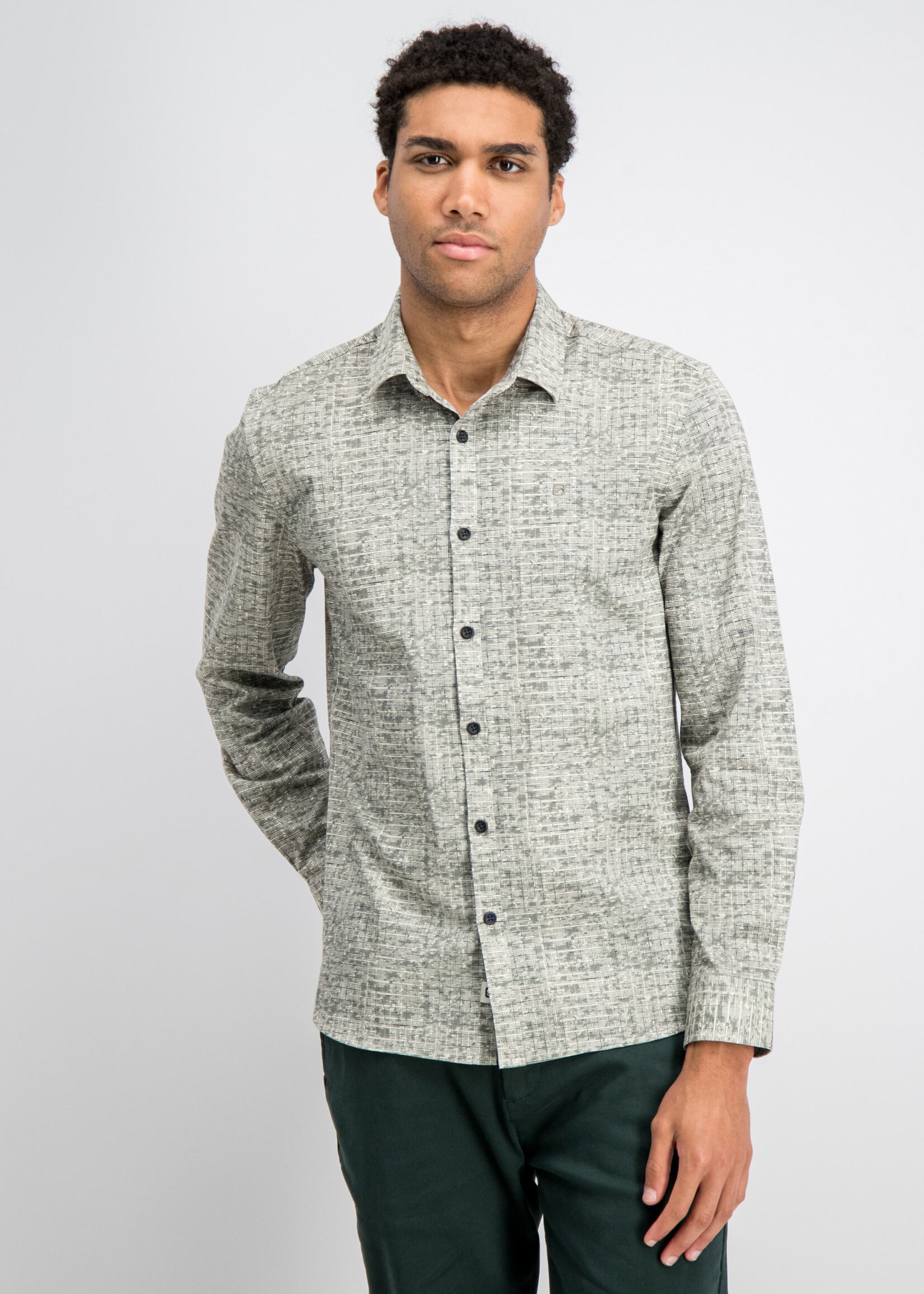 Gabbiano Overhemd Poplin Stone Wash - Sage Green