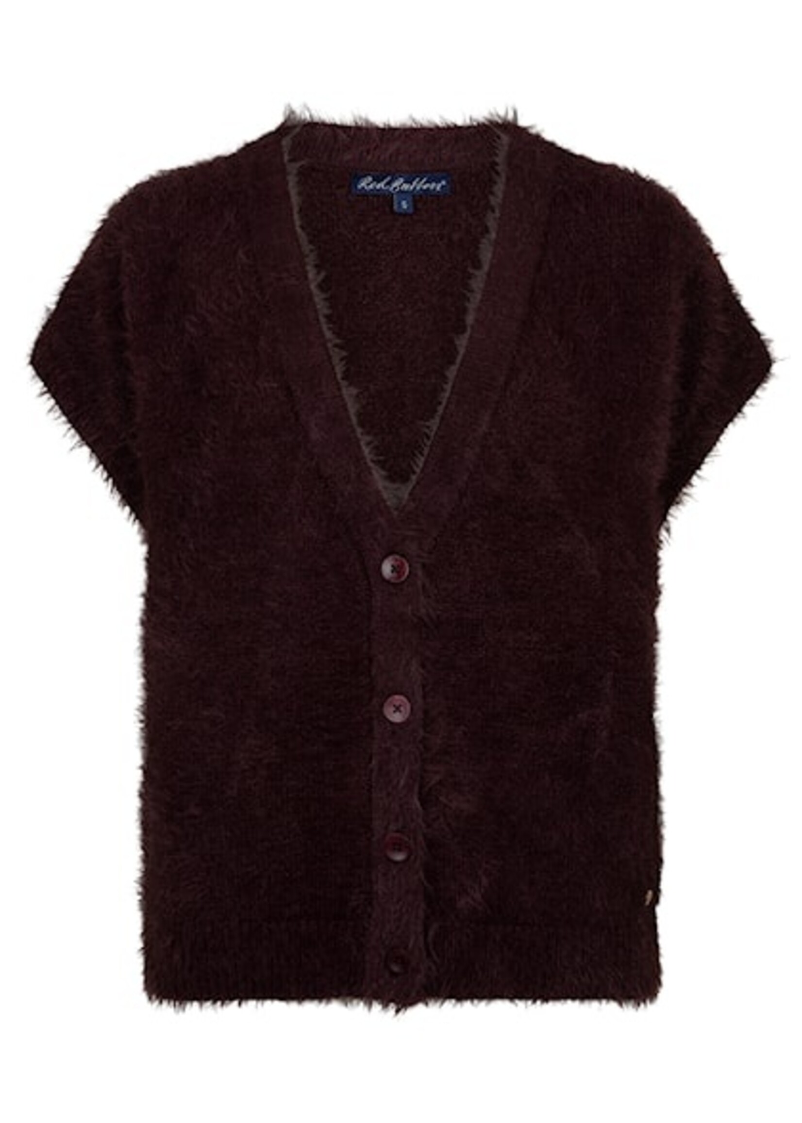 Red Button Sleeveless Fuzzy - Burgundy