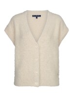 Red Button Sleeveless Fuzzy - Cream