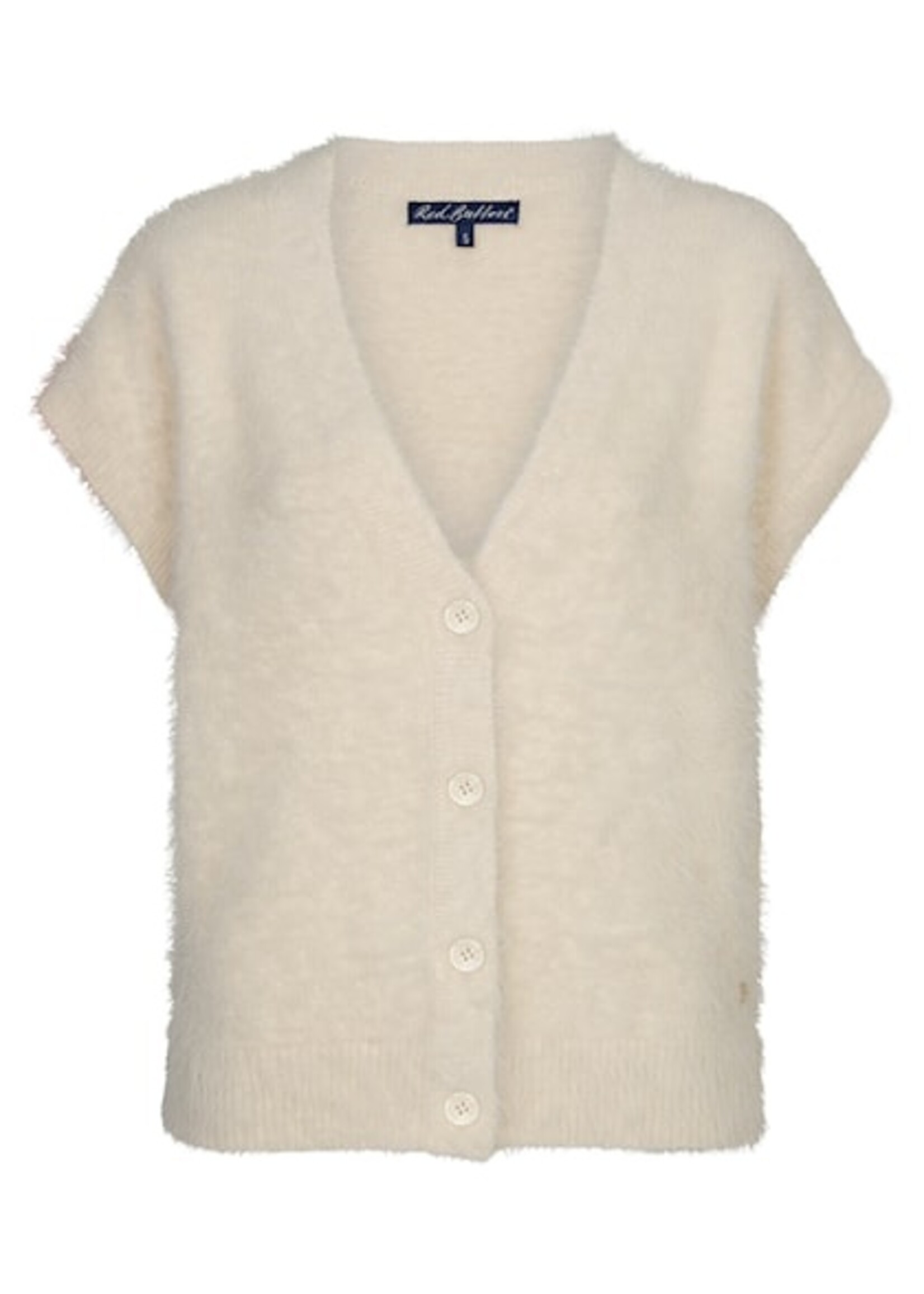 Red Button Sleeveless Fuzzy - Cream