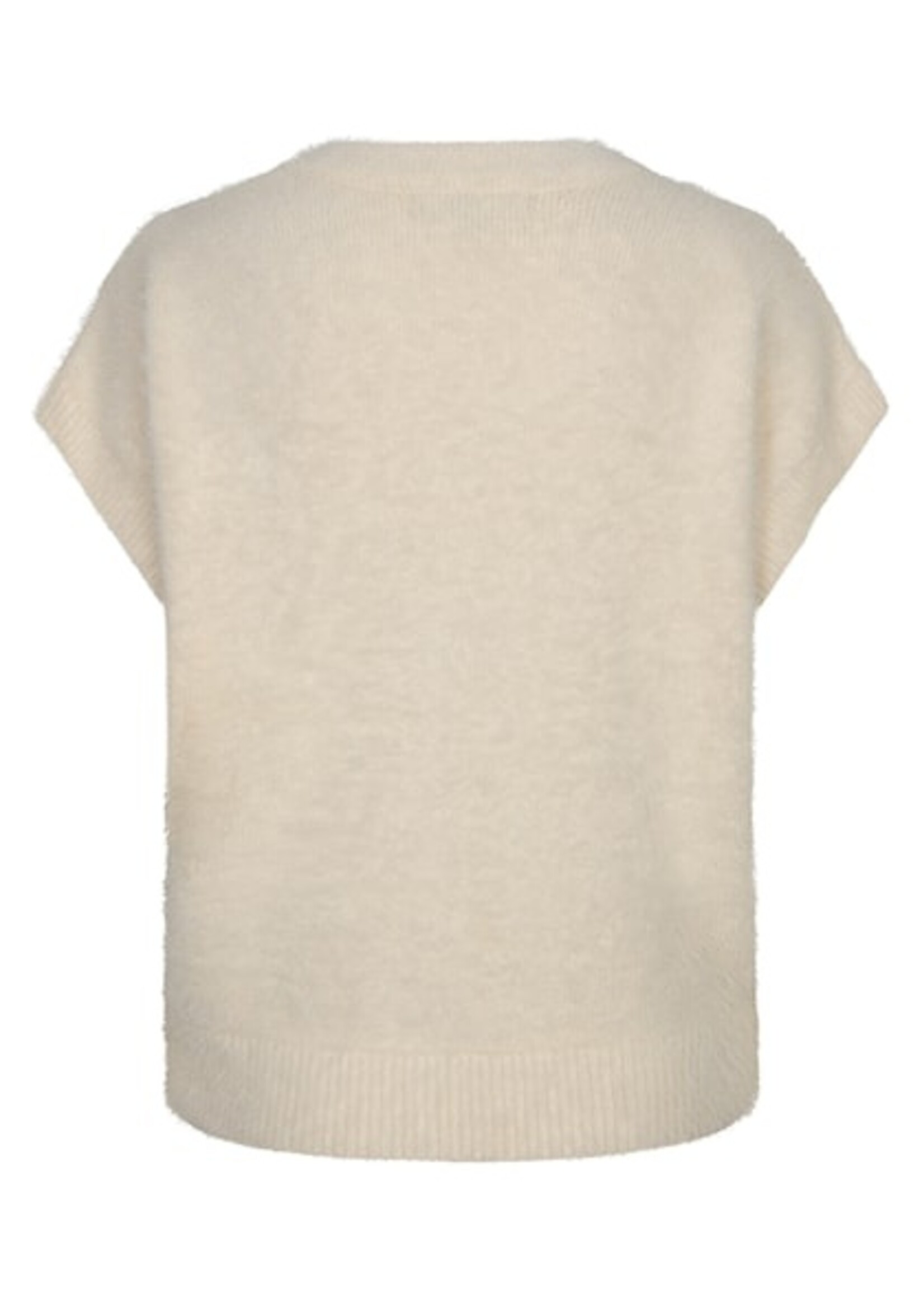 Red Button Sleeveless Fuzzy - Cream
