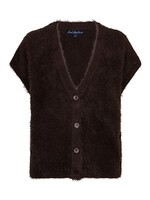 Red Button Sleeveless Fuzzy - Espresso