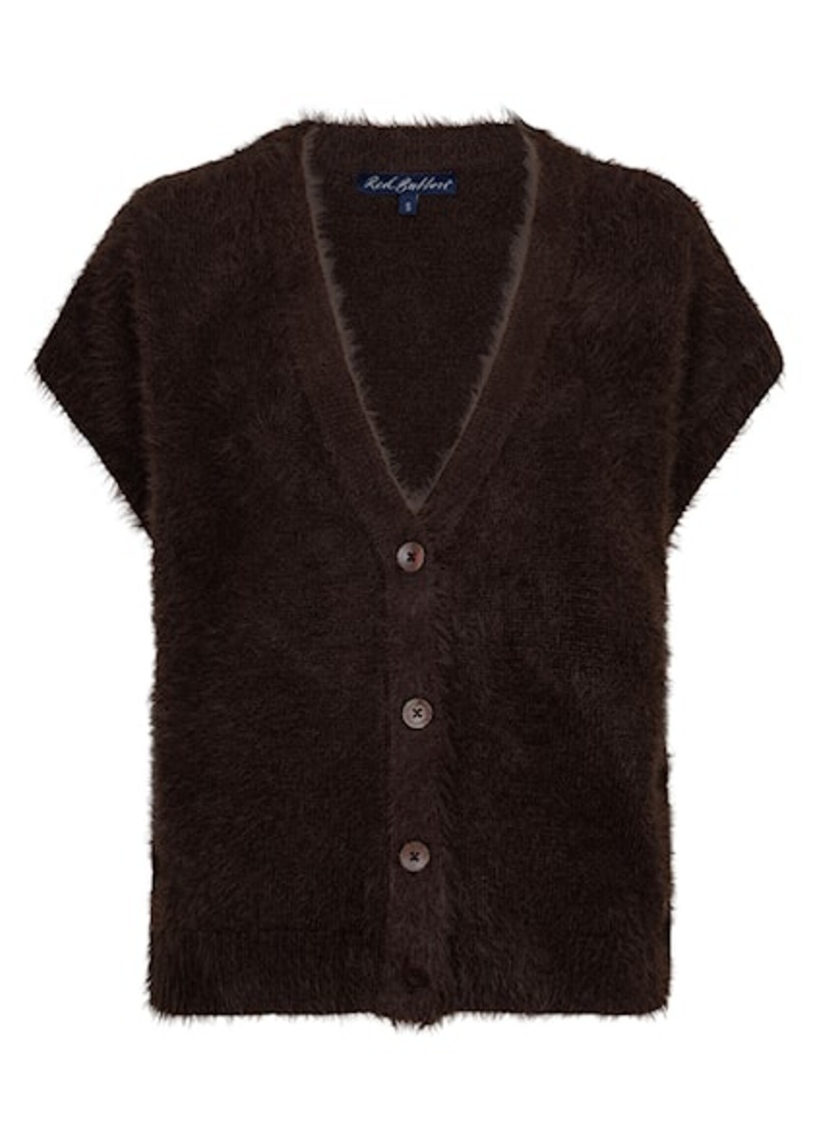 Red Button Sleeveless Fuzzy - Espresso
