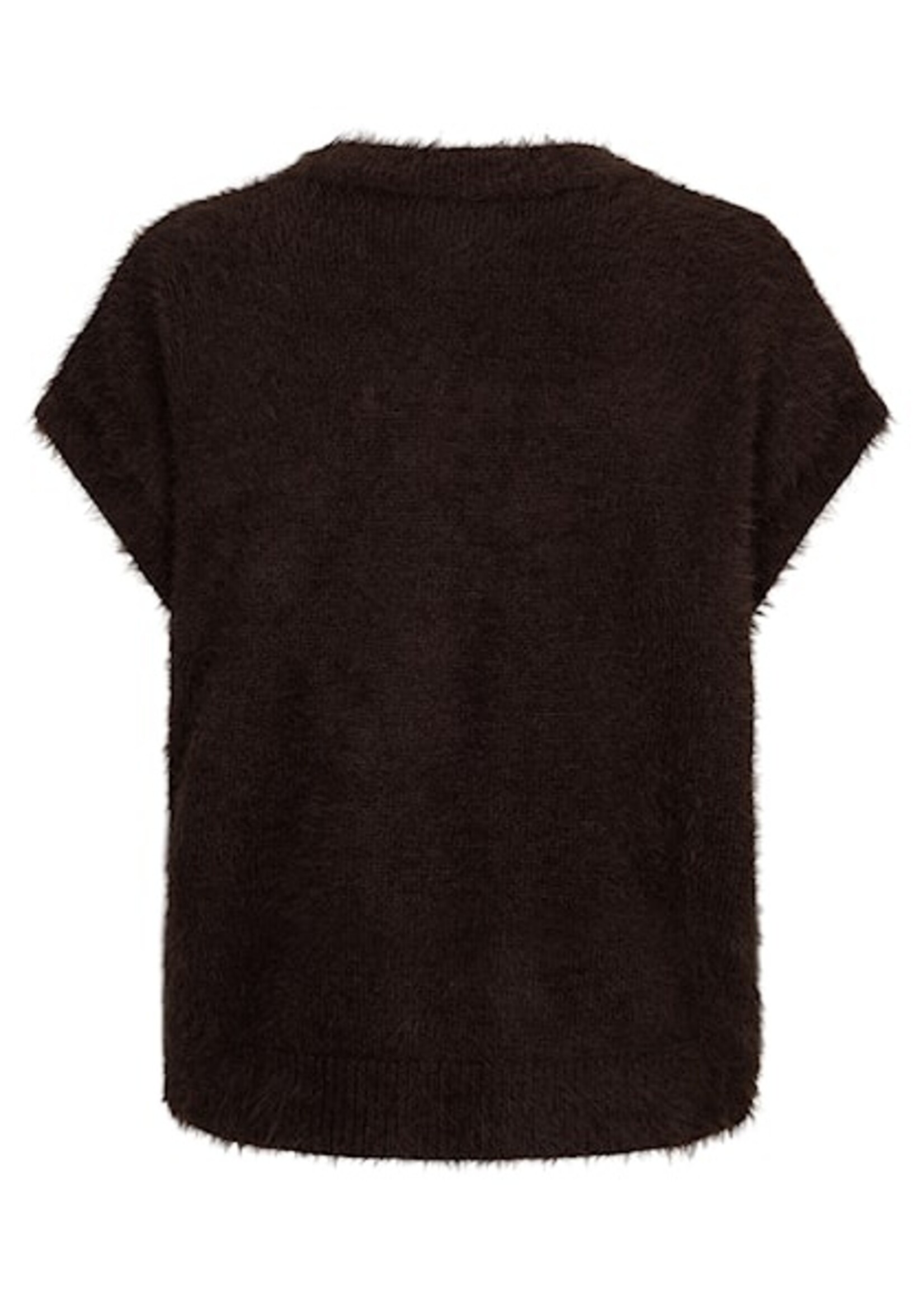 Red Button Sleeveless Fuzzy - Espresso