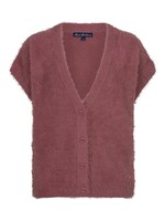 Red Button Sleeveless Fuzzy - Mauve