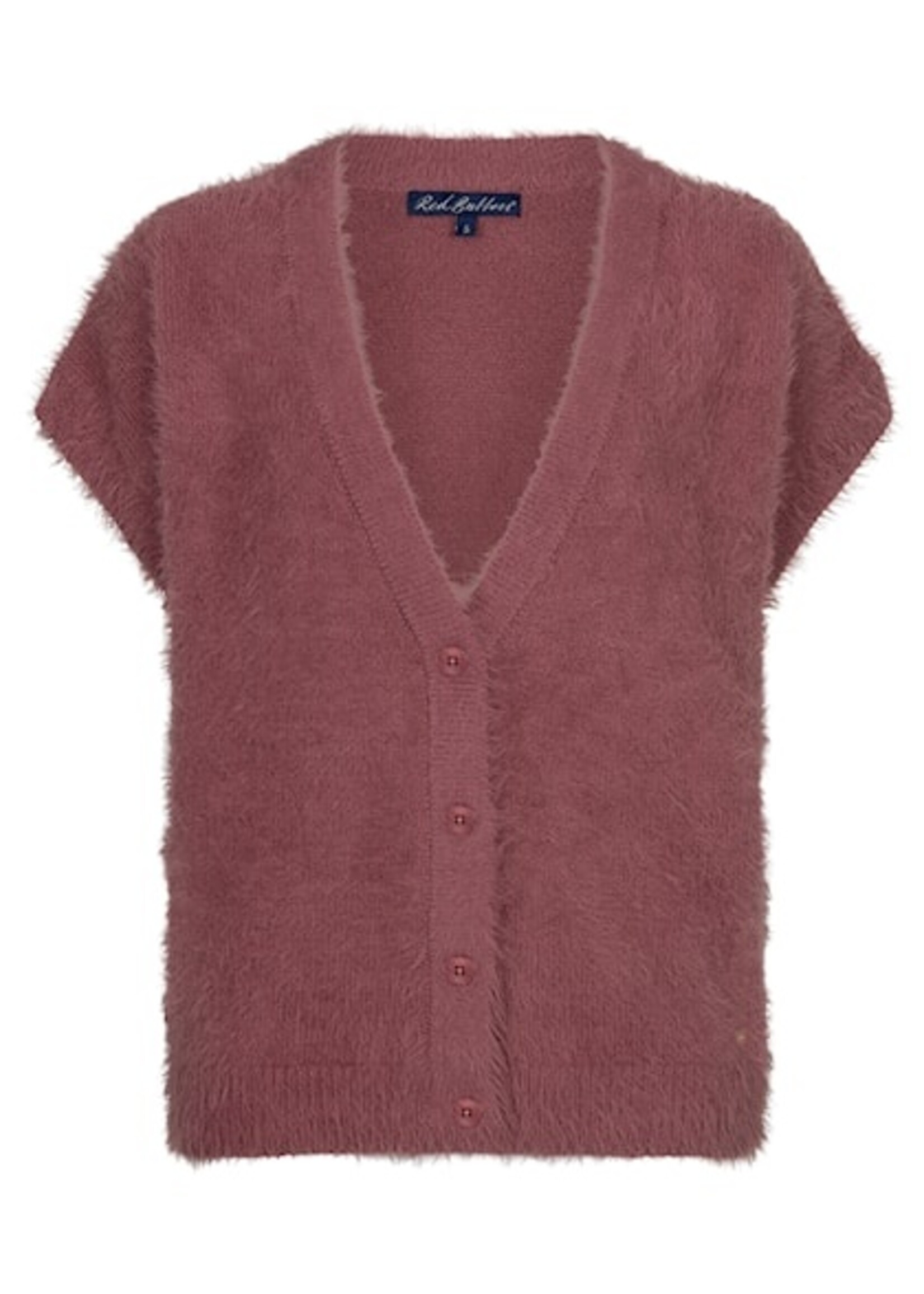 Red Button Sleeveless Fuzzy - Mauve