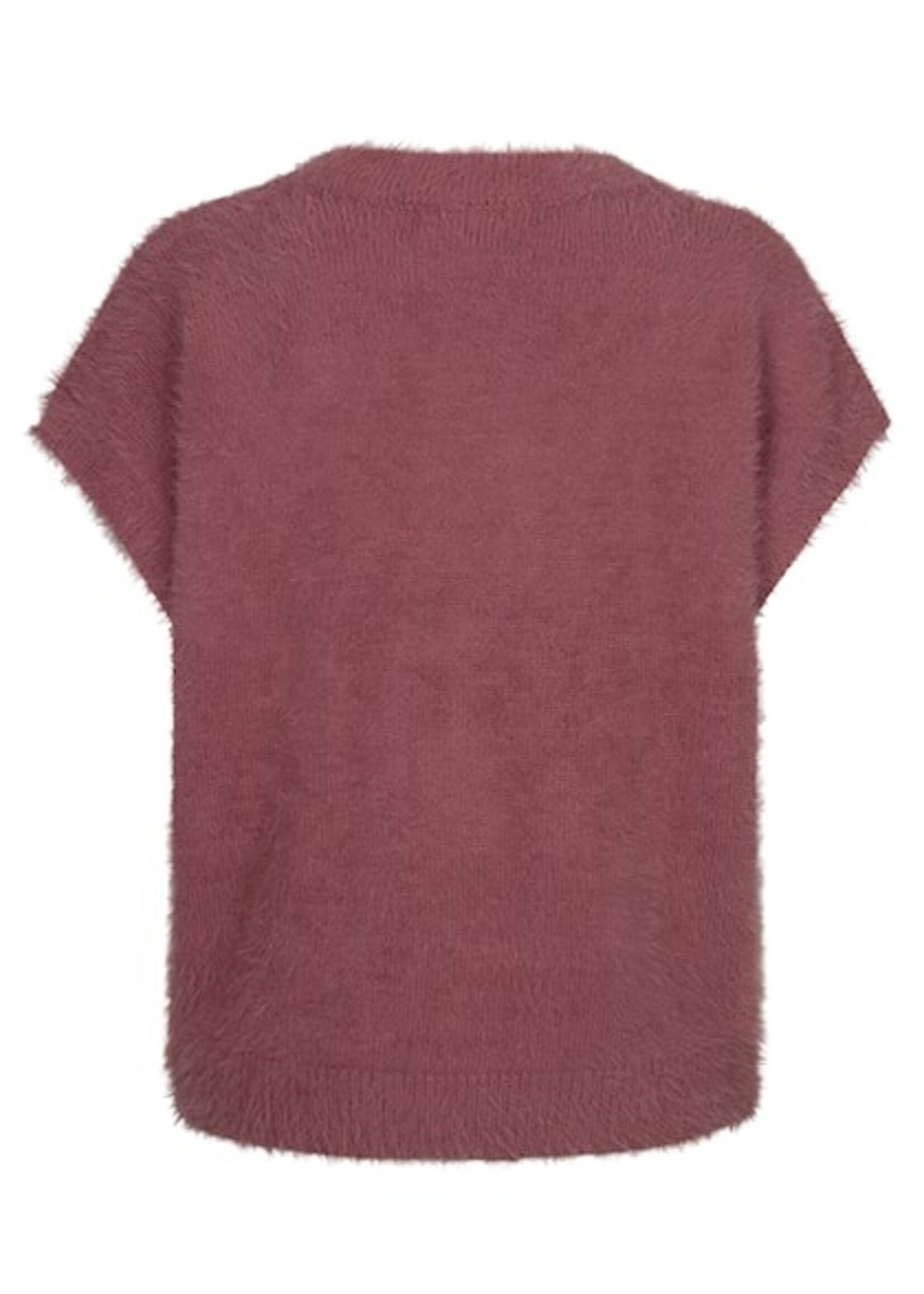Red Button Sleeveless Fuzzy - Mauve