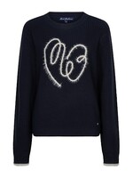 Red Button Sweater Ribbon Logo - Navy
