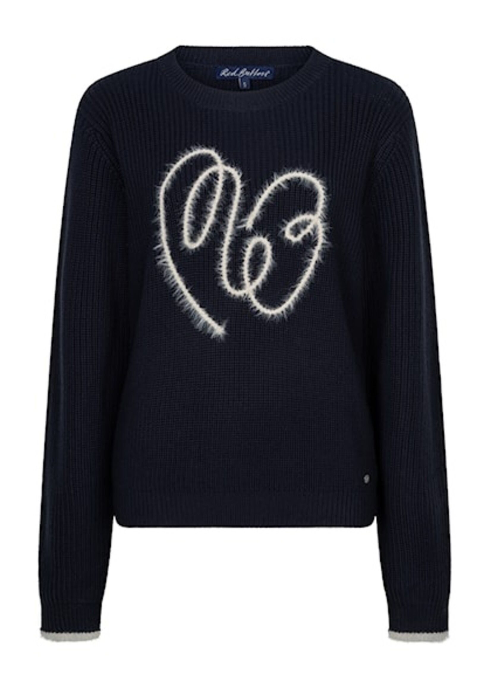 Red Button Sweater Ribbon Logo - Navy