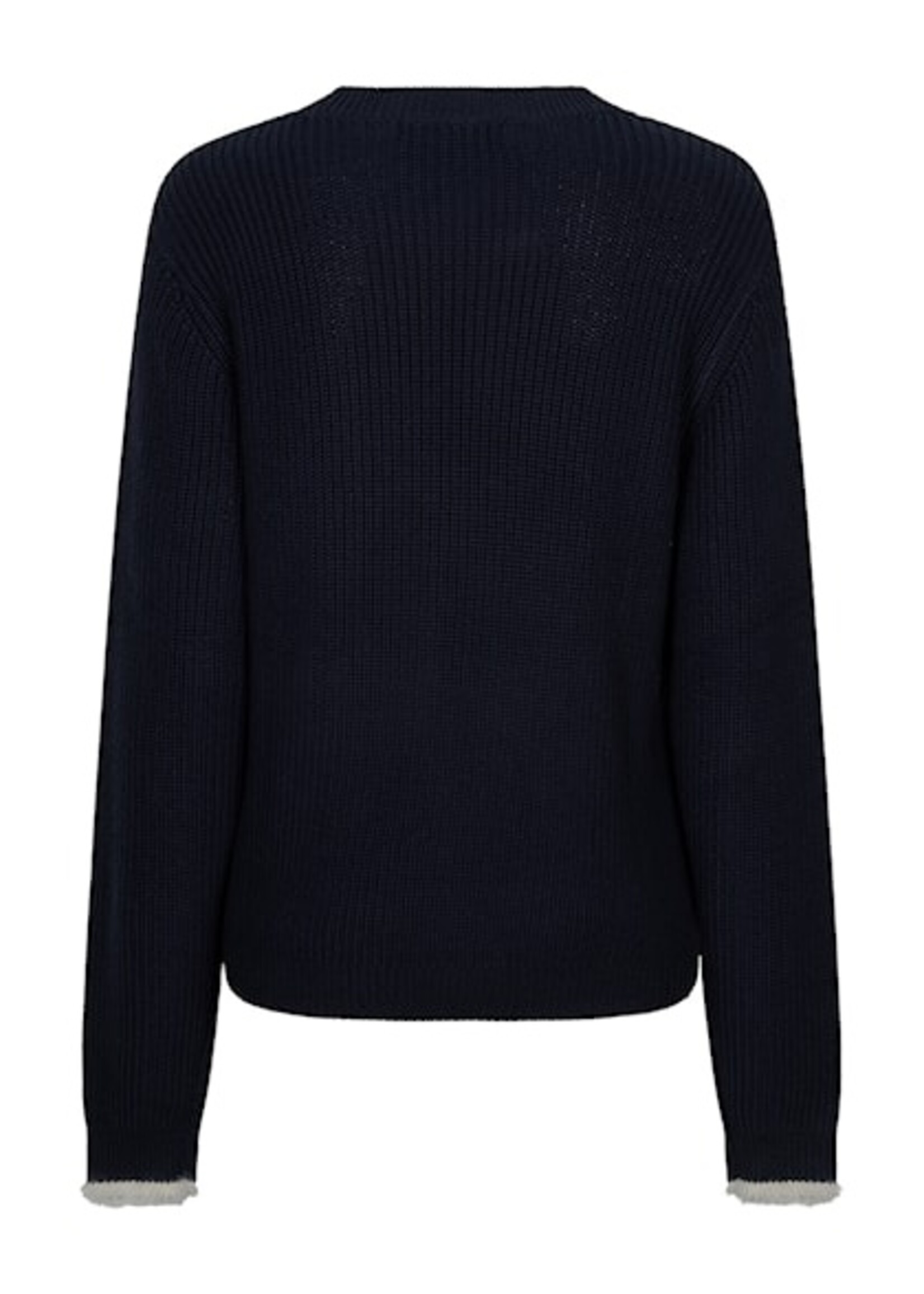Red Button Sweater Ribbon Logo - Navy