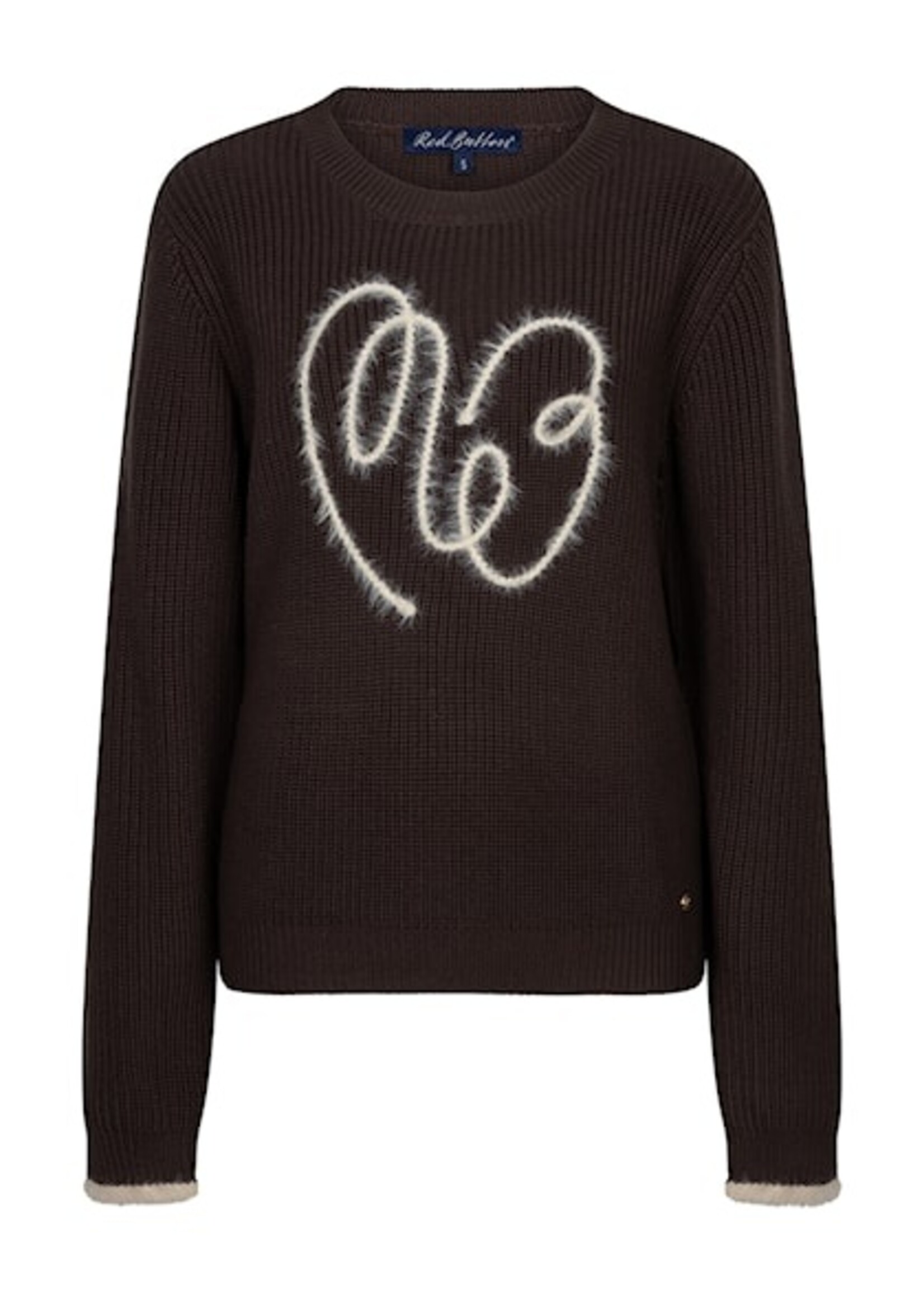 Red Button Sweater Ribbon Logo - Espresso