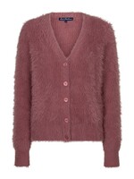 Red Button Cardigan Fuzzy - Mauve