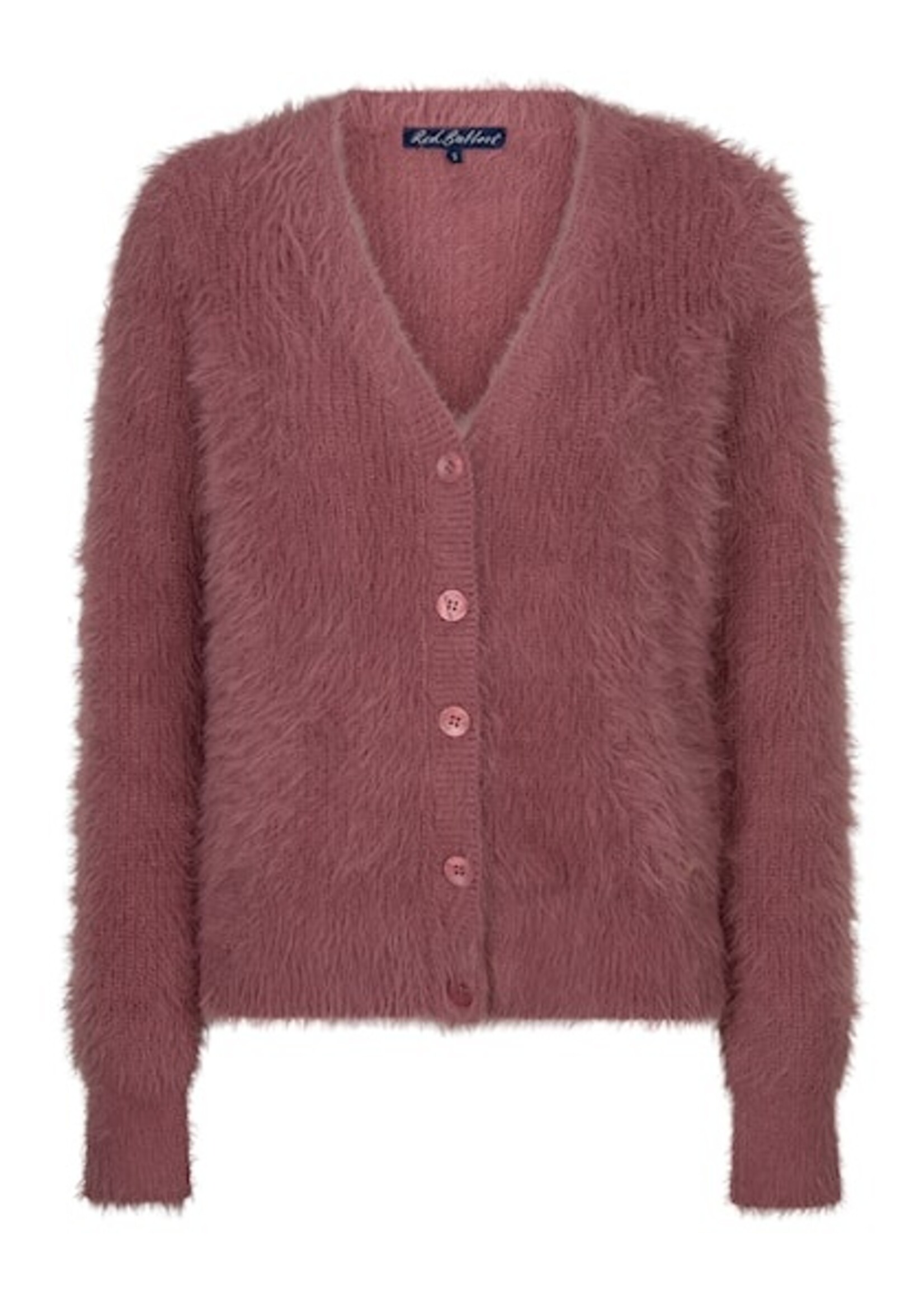 Red Button Cardigan Fuzzy - Mauve