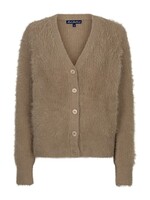 Red Button Cardigan Fuzzy - Latte