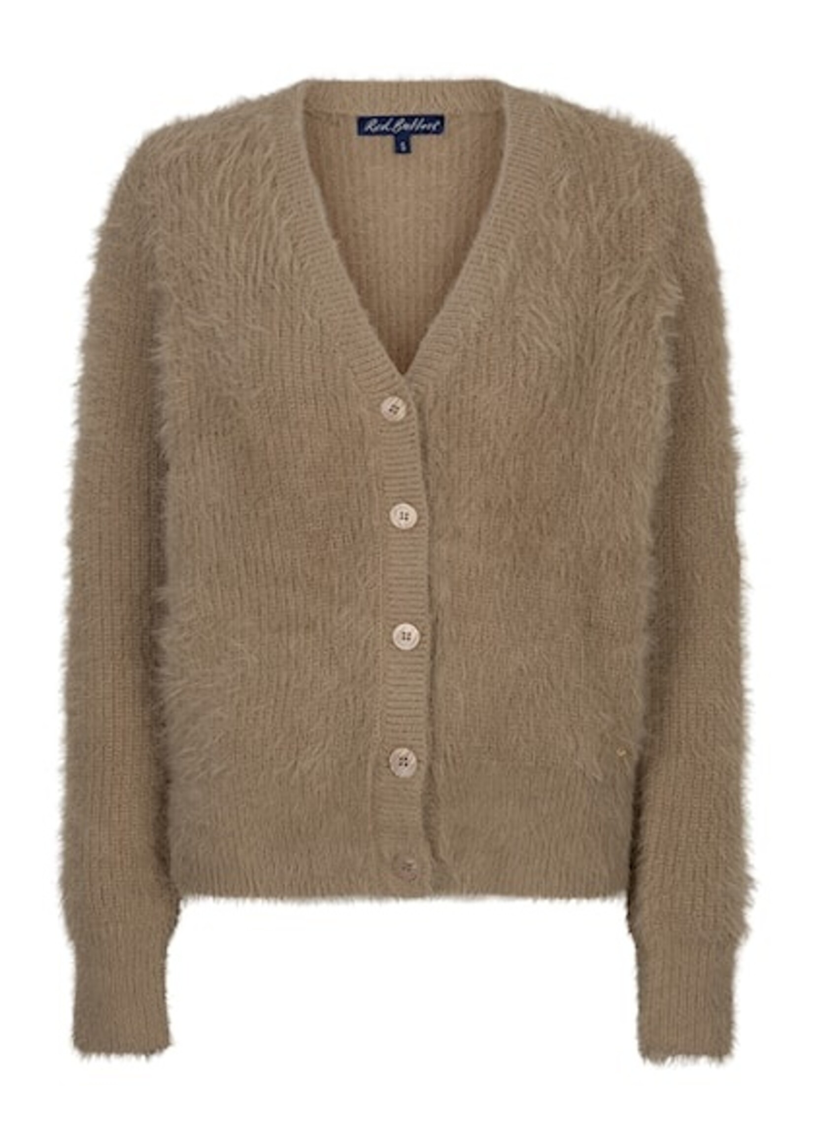 Red Button Cardigan Fuzzy - Latte