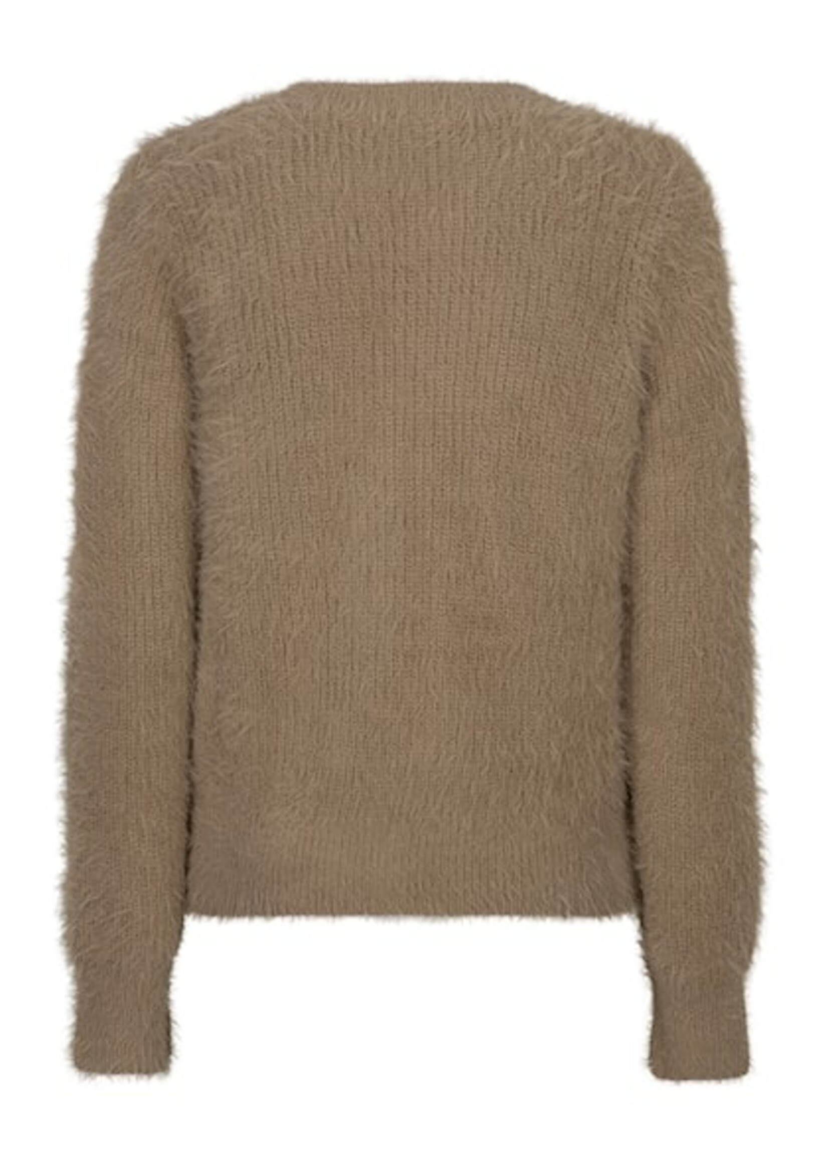 Red Button Cardigan Fuzzy - Latte