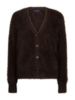 Red Button Cardigan Fuzzy - Espresso