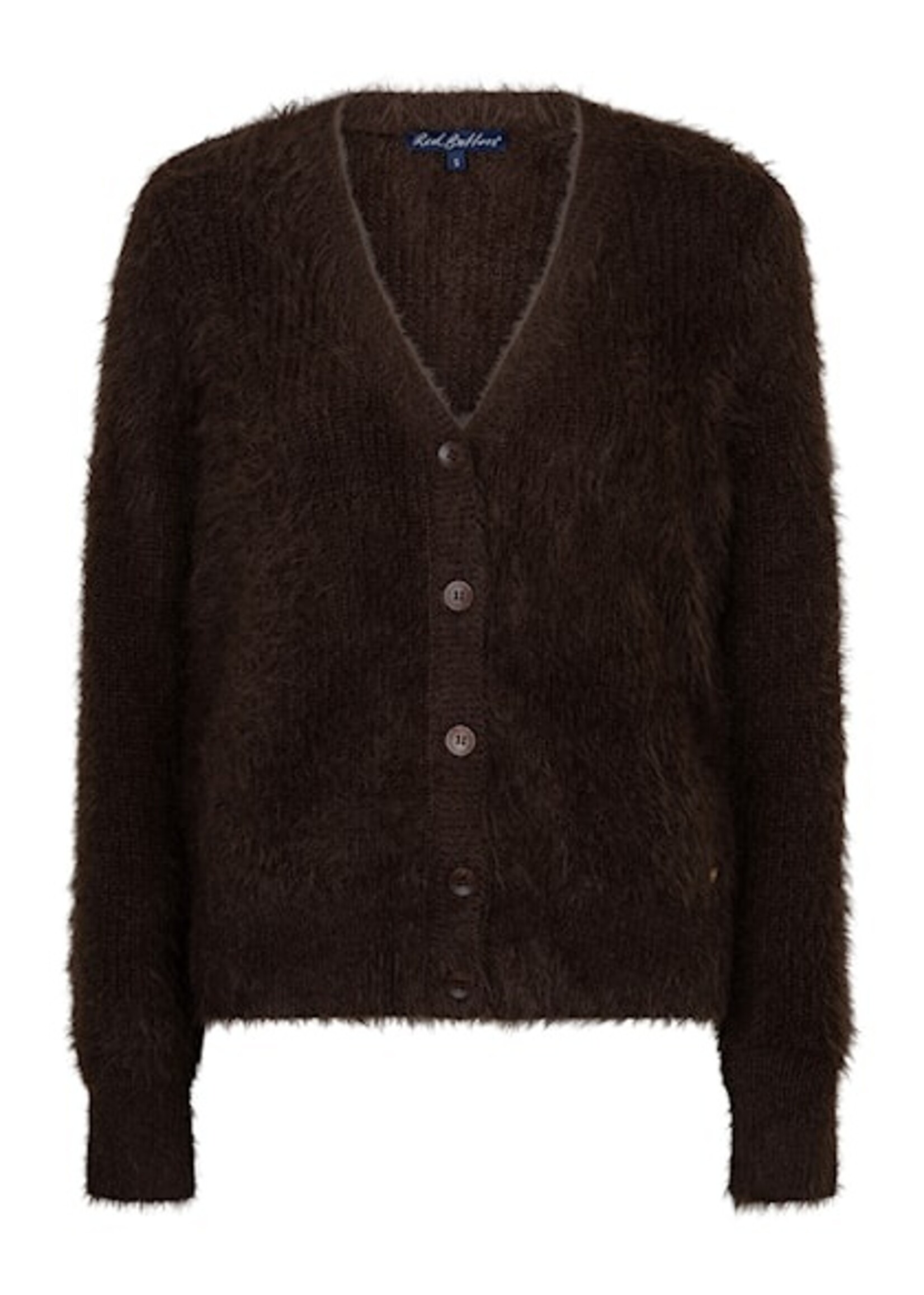 Red Button Cardigan Fuzzy - Espresso
