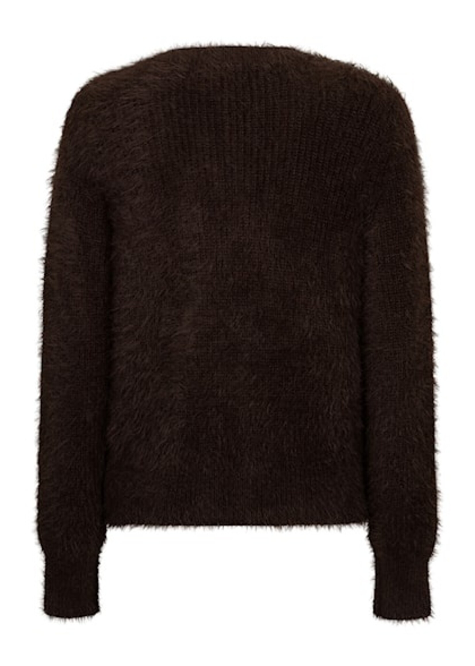 Red Button Cardigan Fuzzy - Espresso