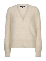 Red Button Cardigan Fuzzy - Cream