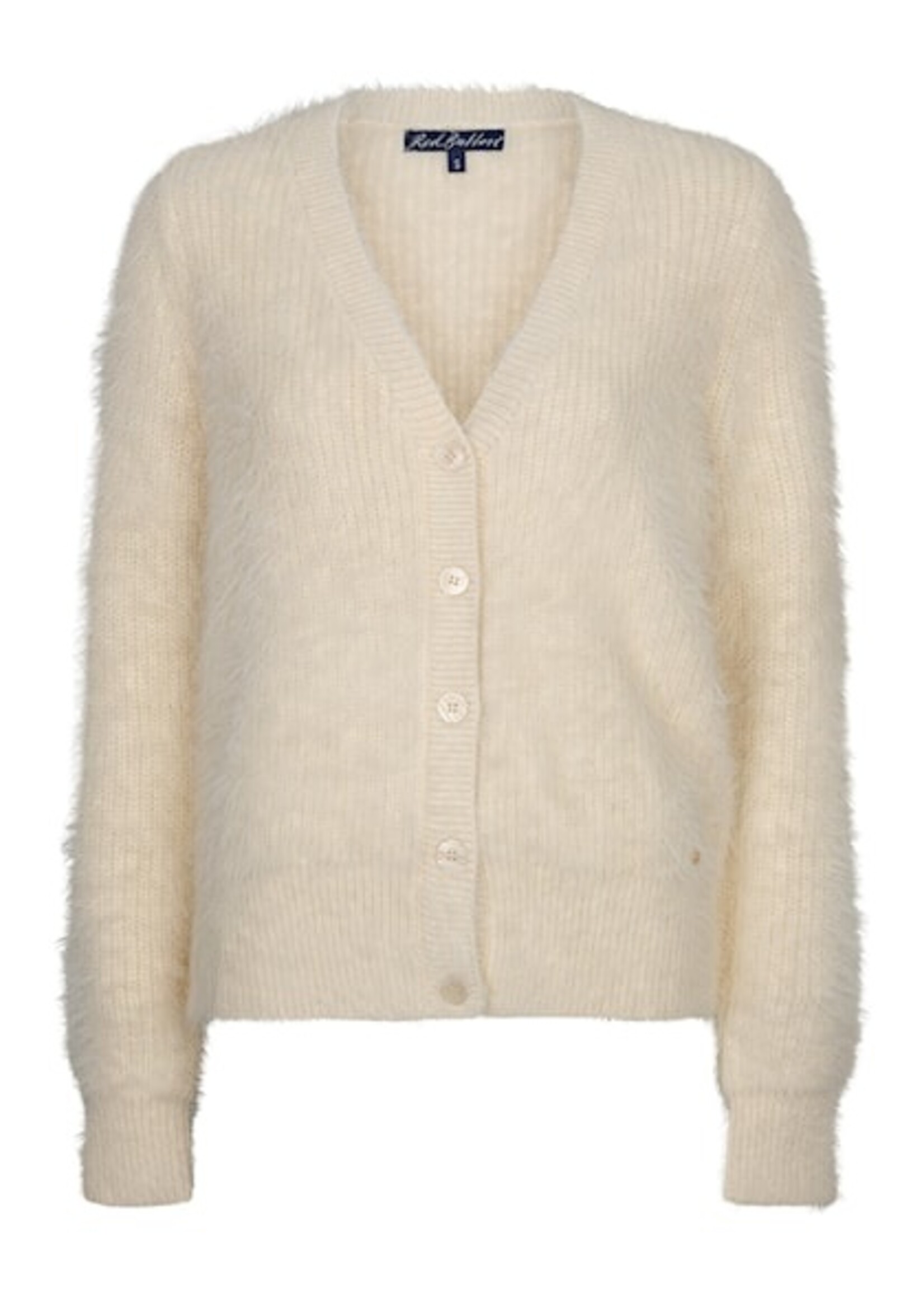 Red Button Cardigan Fuzzy - Cream