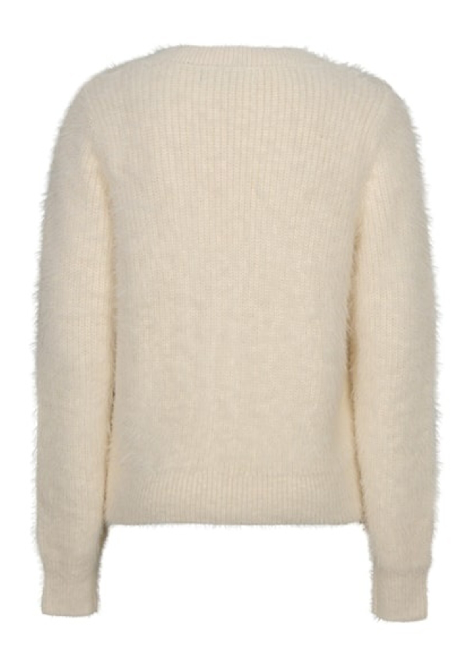 Red Button Cardigan Fuzzy - Cream