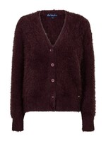 Red Button Cardigan Fuzzy - Burgundy