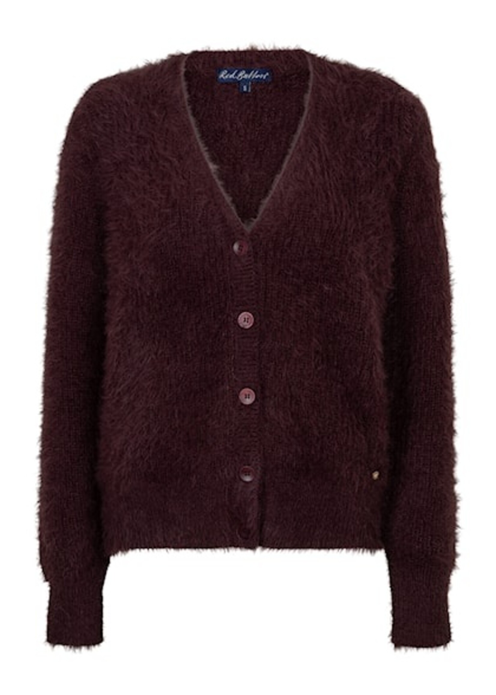 Red Button Cardigan Fuzzy - Burgundy