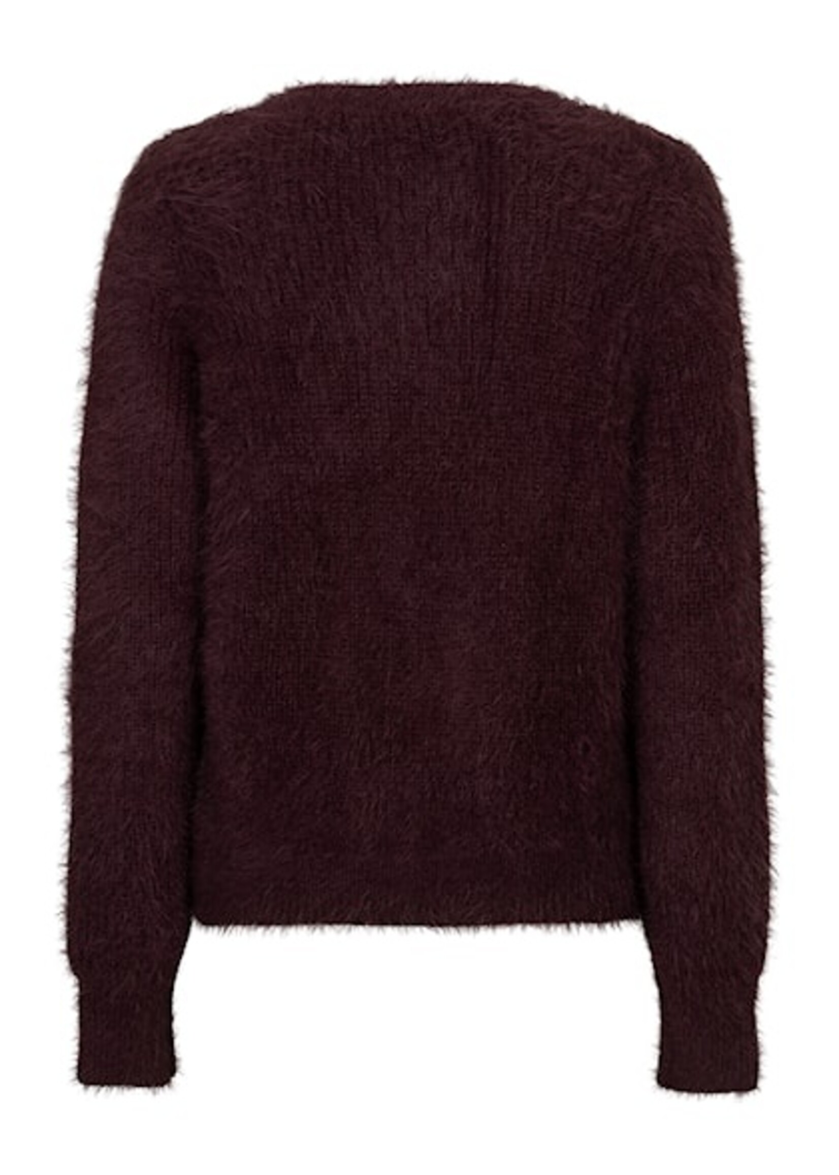 Red Button Cardigan Fuzzy - Burgundy