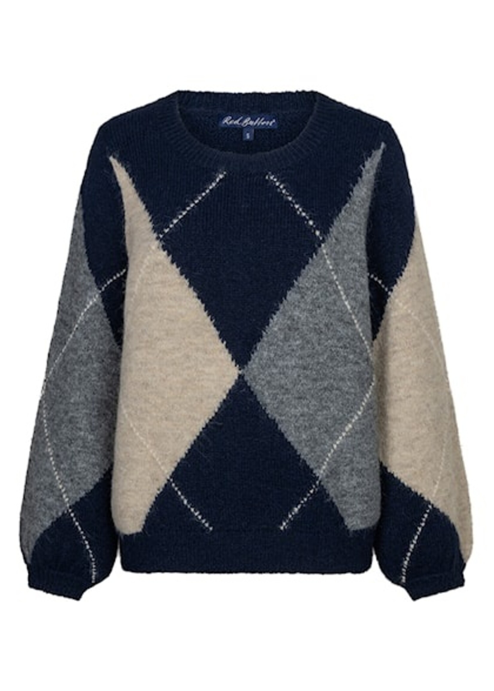 Red Button Sweater Argyle - Indigo