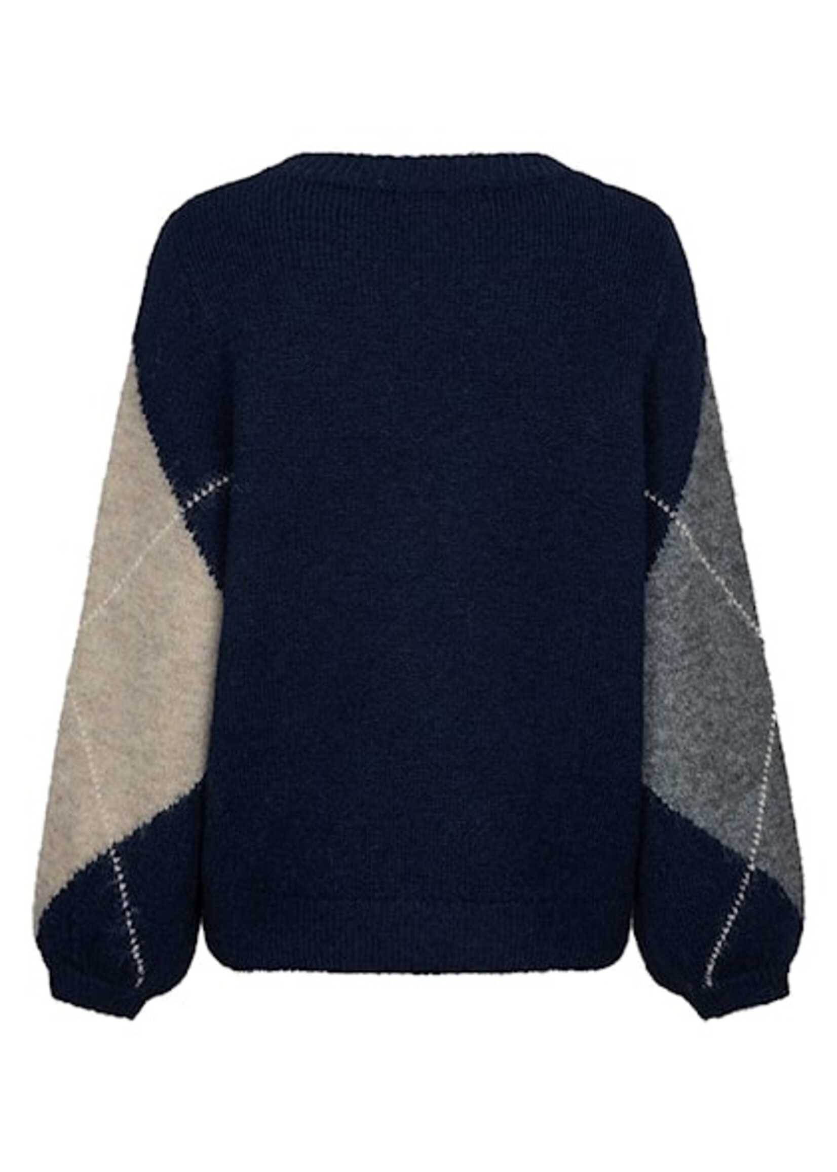 Red Button Sweater Argyle - Indigo