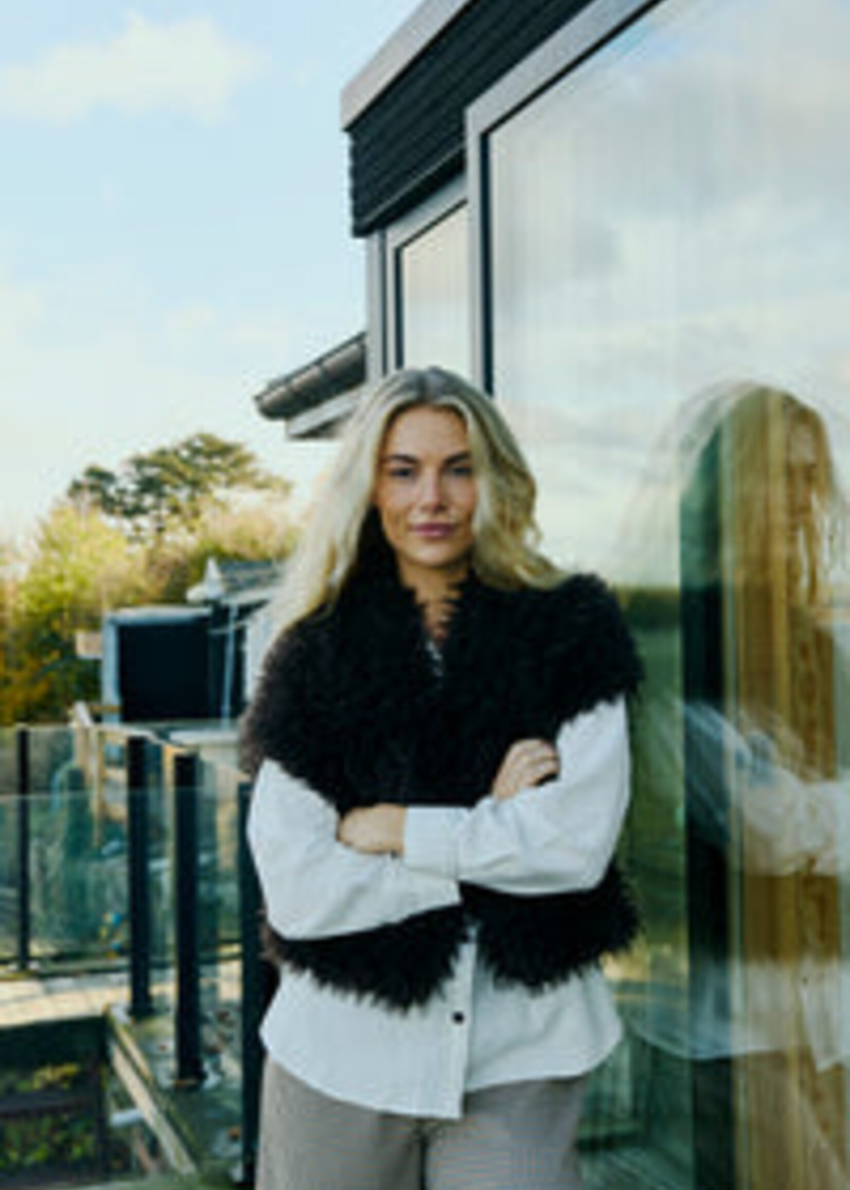 Freequent Vest Fine Fake Fur - Mole