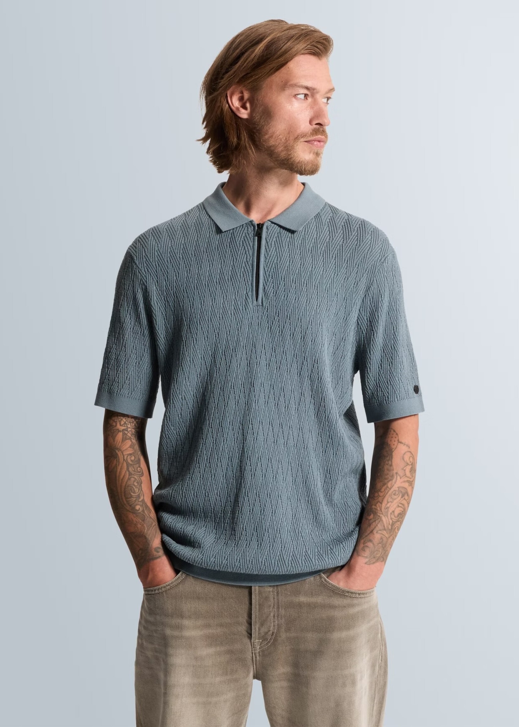 Cast Iron Polo Cotton Modal - Blue Mirage