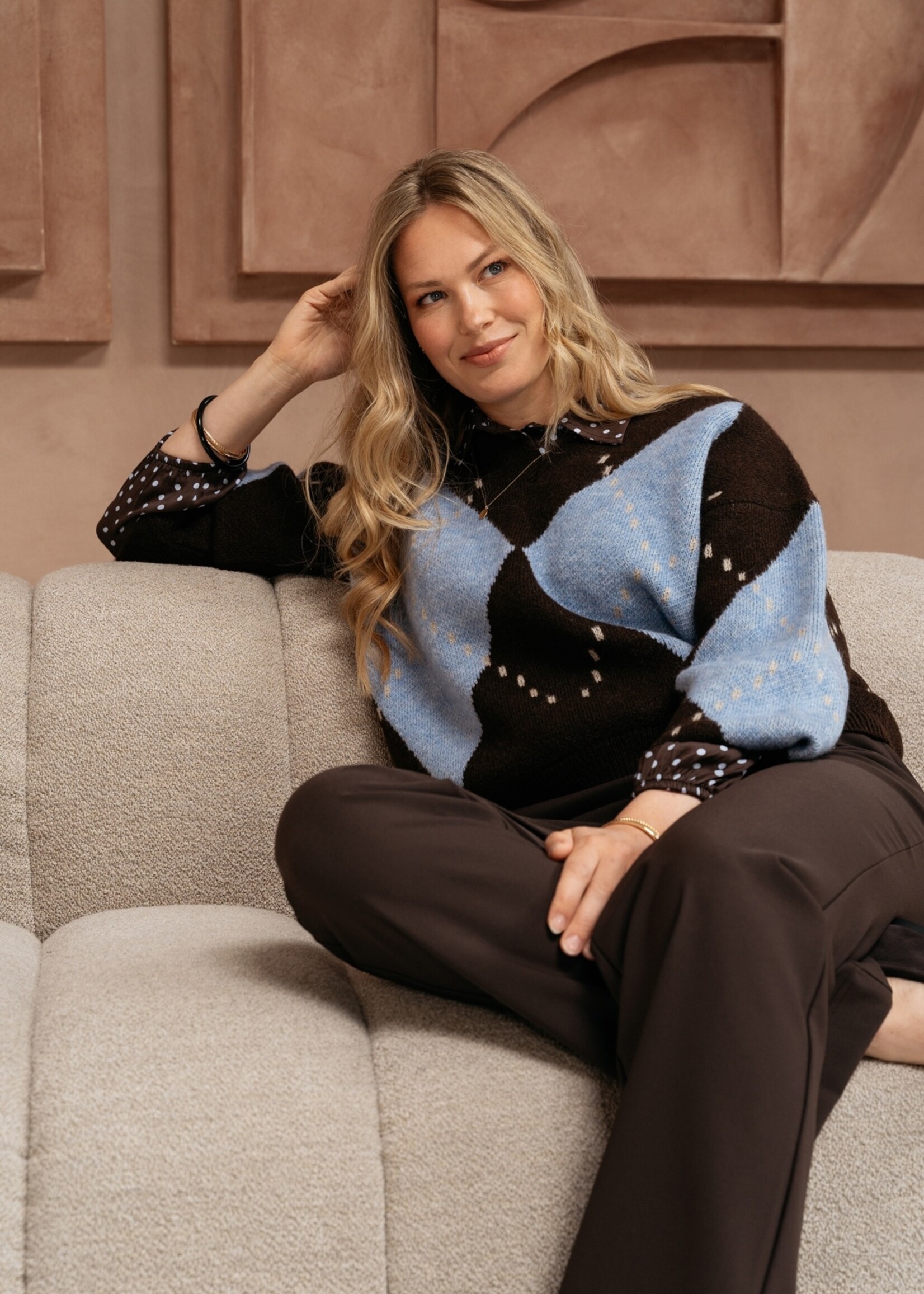 &Co Woman Blouse Alisha Polka - Dark Chocolate