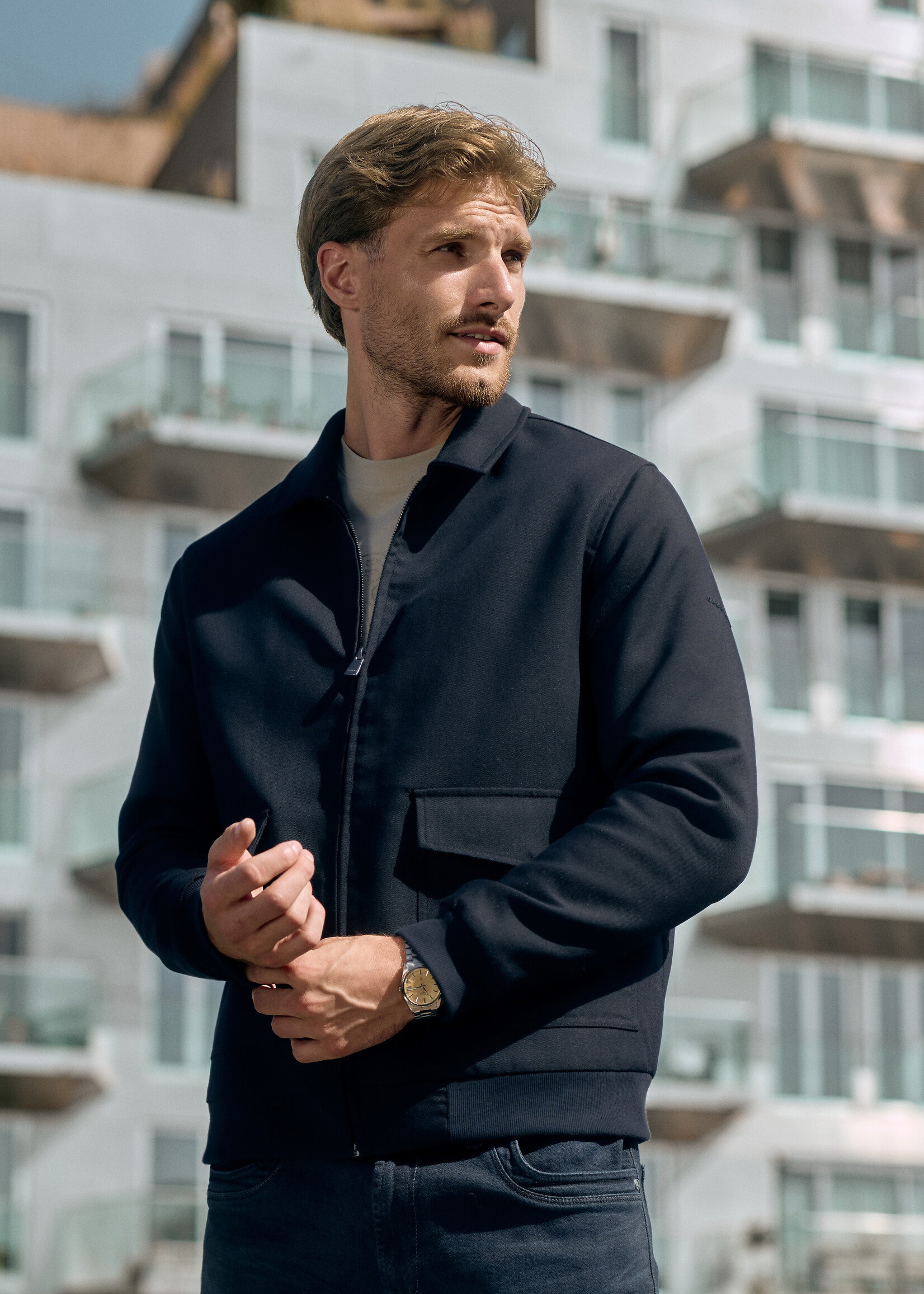 Gabbiano Jacket Harrington Woven - Navy
