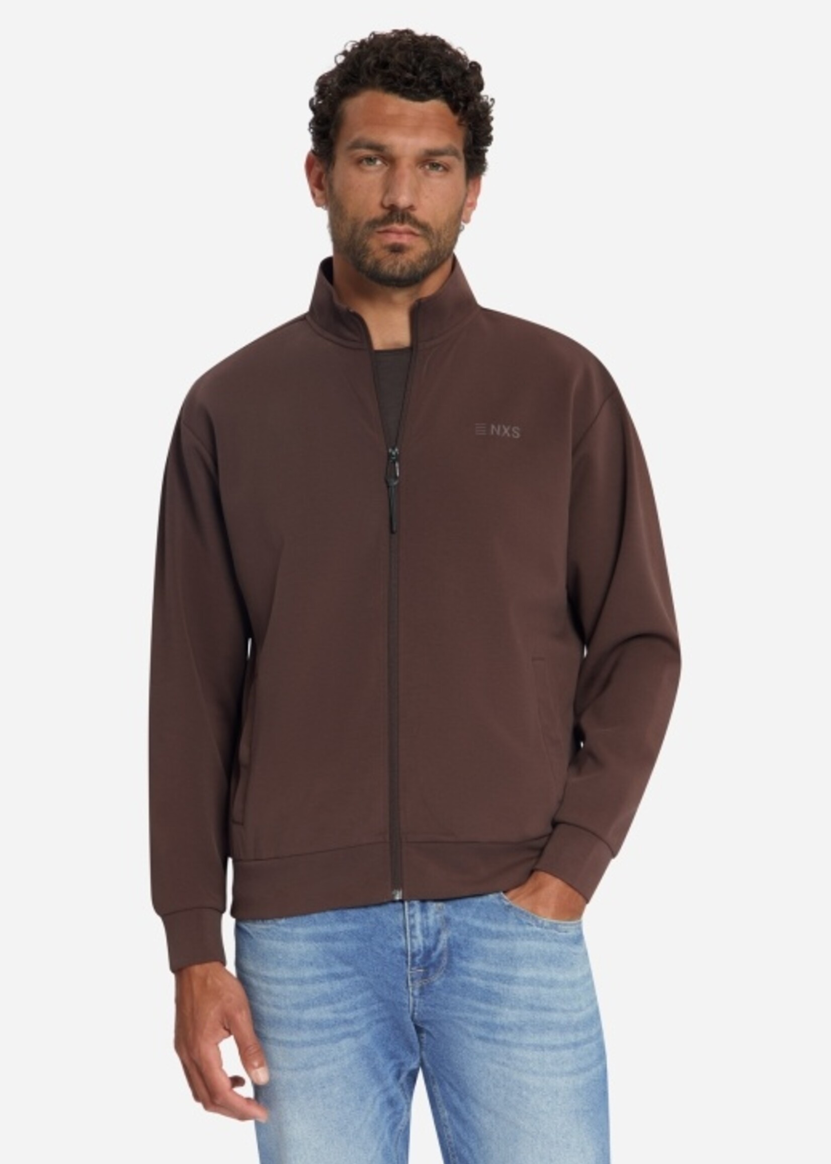 No Excess Sweater Full Zip - Dark Brown