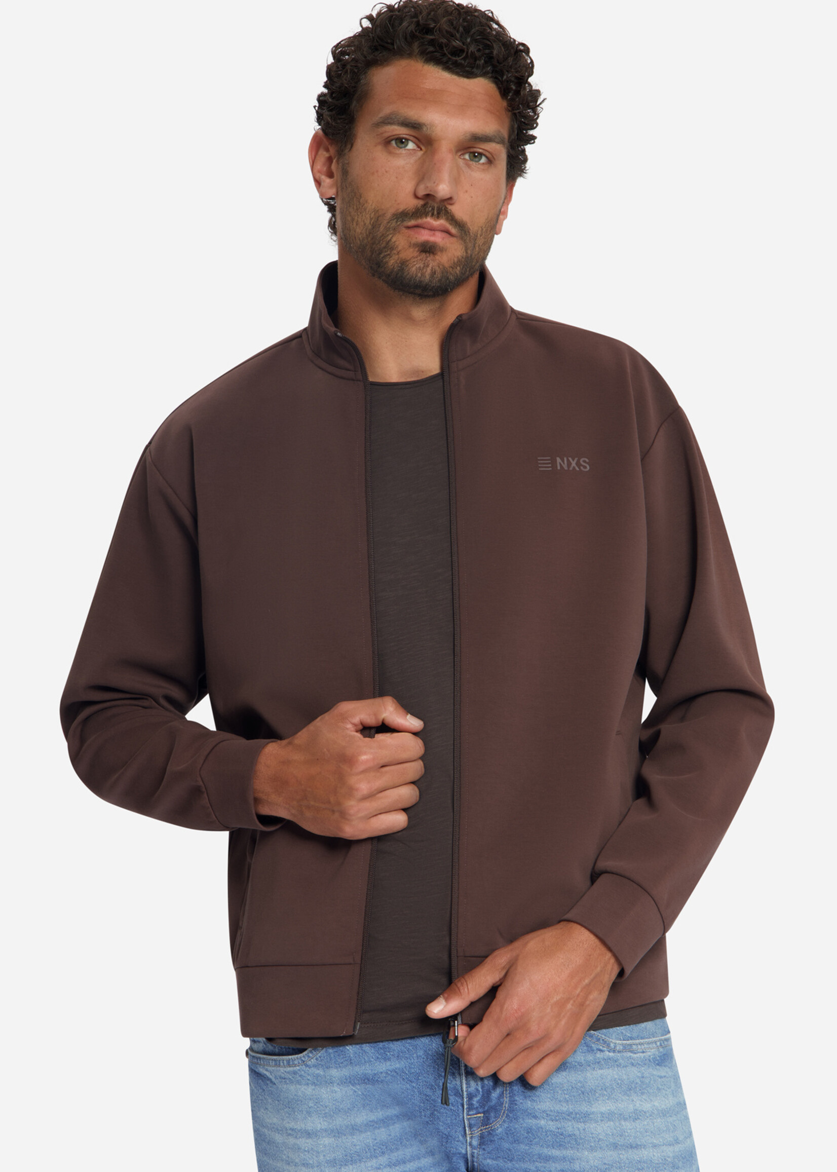 No Excess Sweater Full Zip - Dark Brown