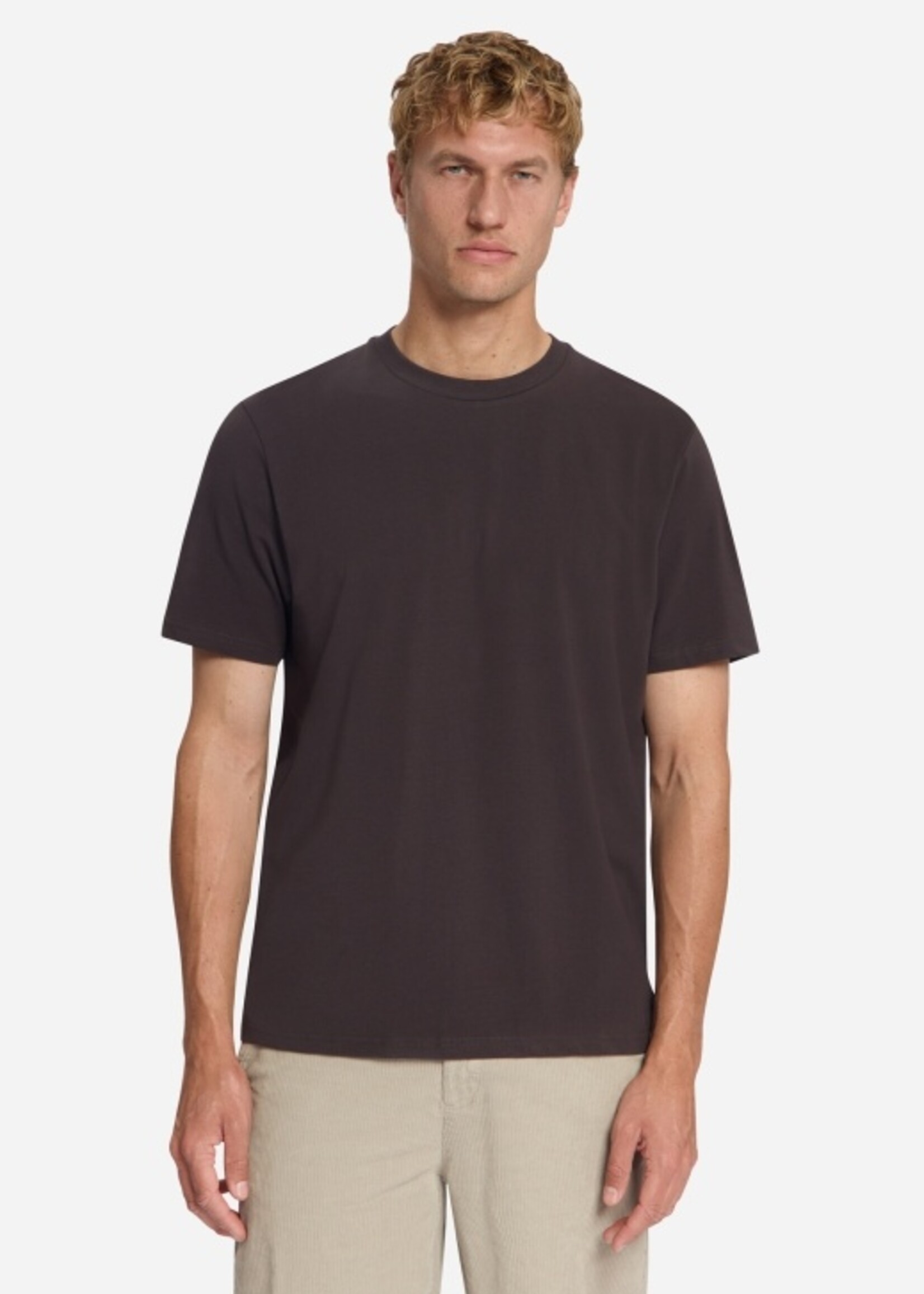 No Excess T-shirt Solid Basic Stretch - Dark Brown