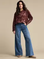 Red Button Shirt Avy Printed - Multi Burgundy