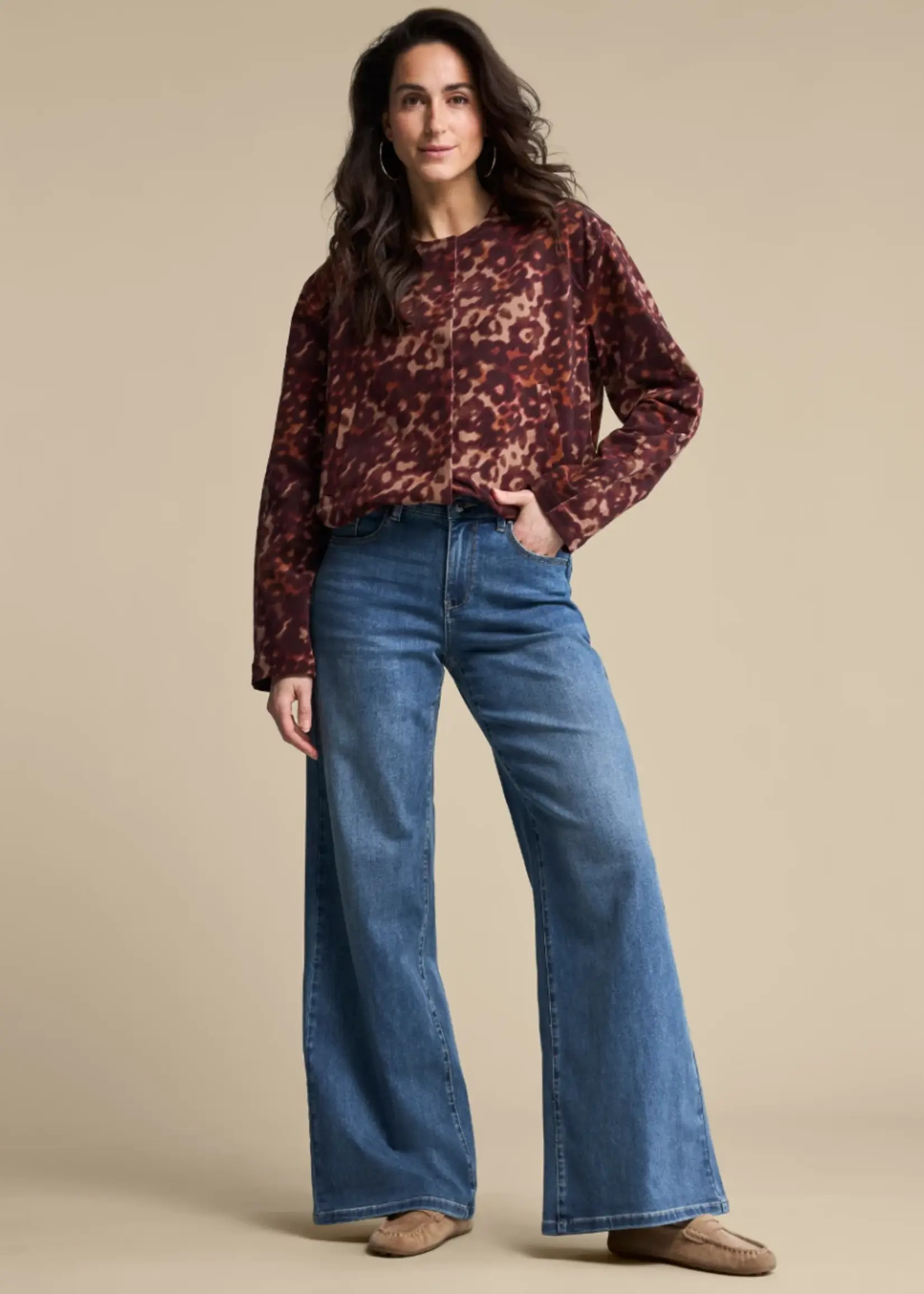Red Button Shirt Avy Printed - Multi Burgundy