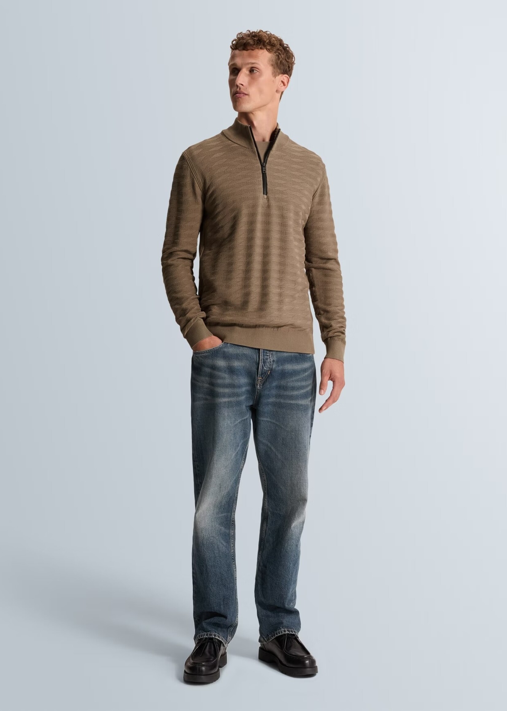 Cast Iron Half Zip Collar Comfort Blend - Walnut