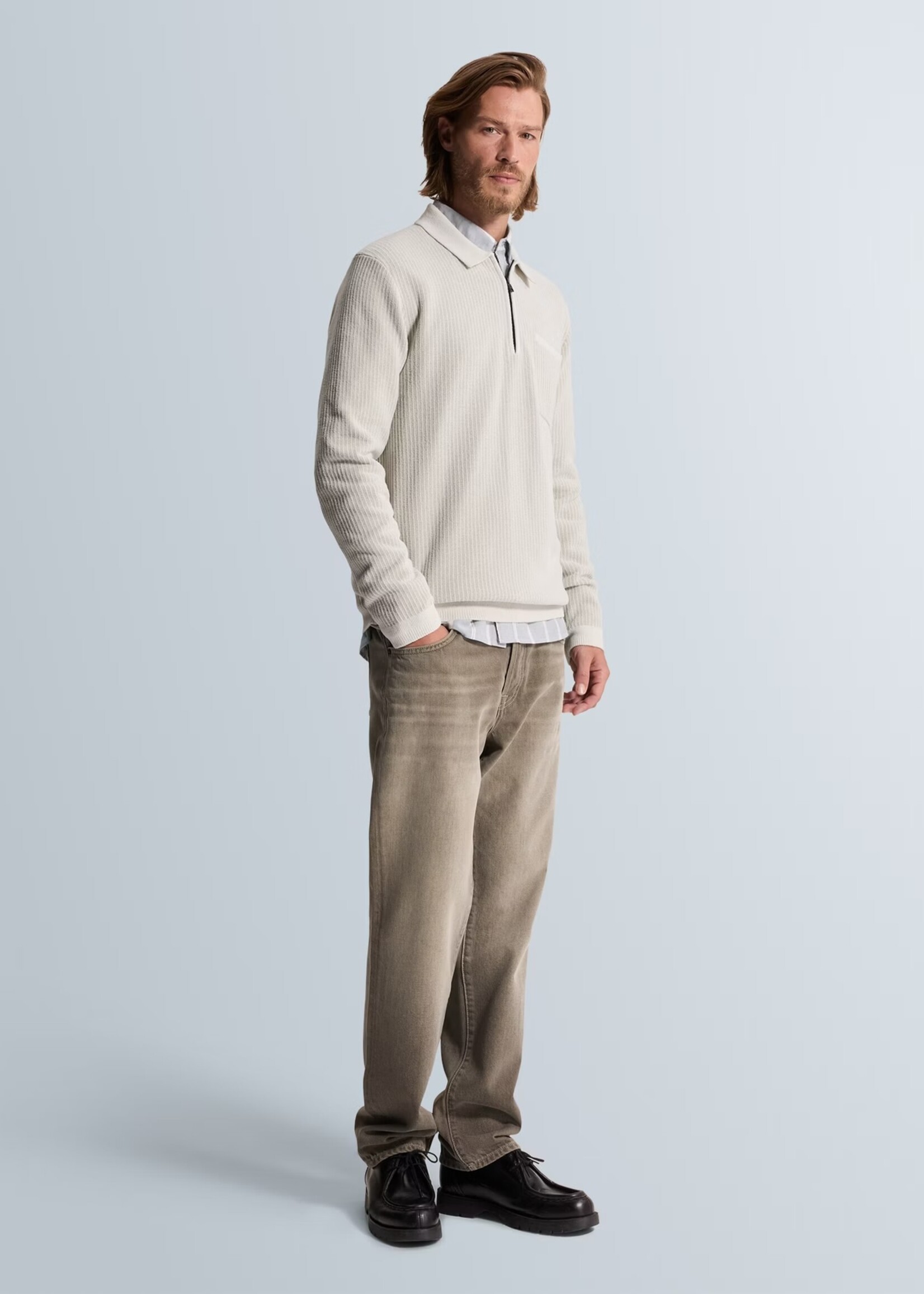 Cast Iron Sweat Polo Regular Soft Blend - White Down