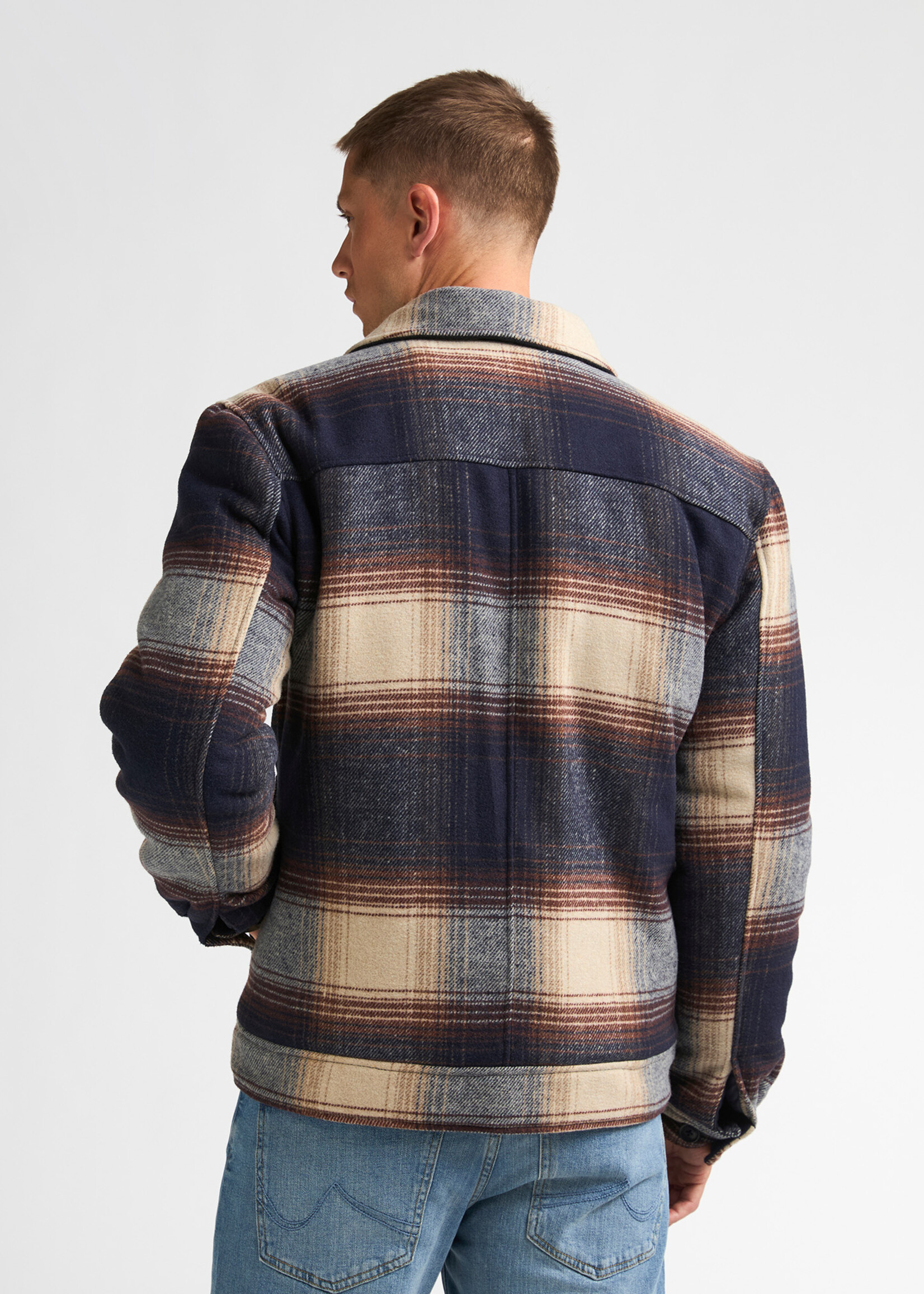 Petrol Industries Jacket Wool Check - Royal Navy