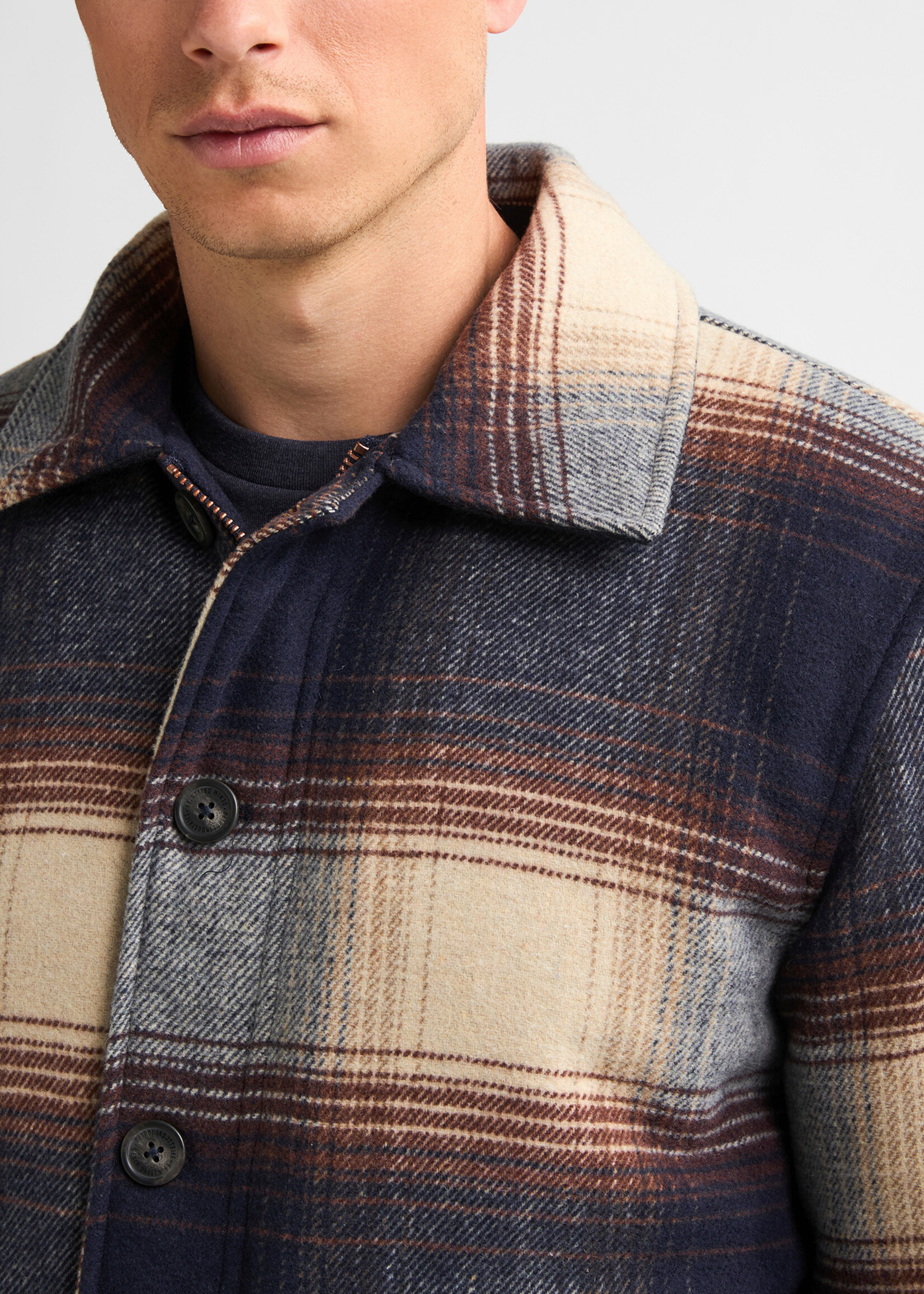 Petrol Industries Jacket Wool Check - Royal Navy